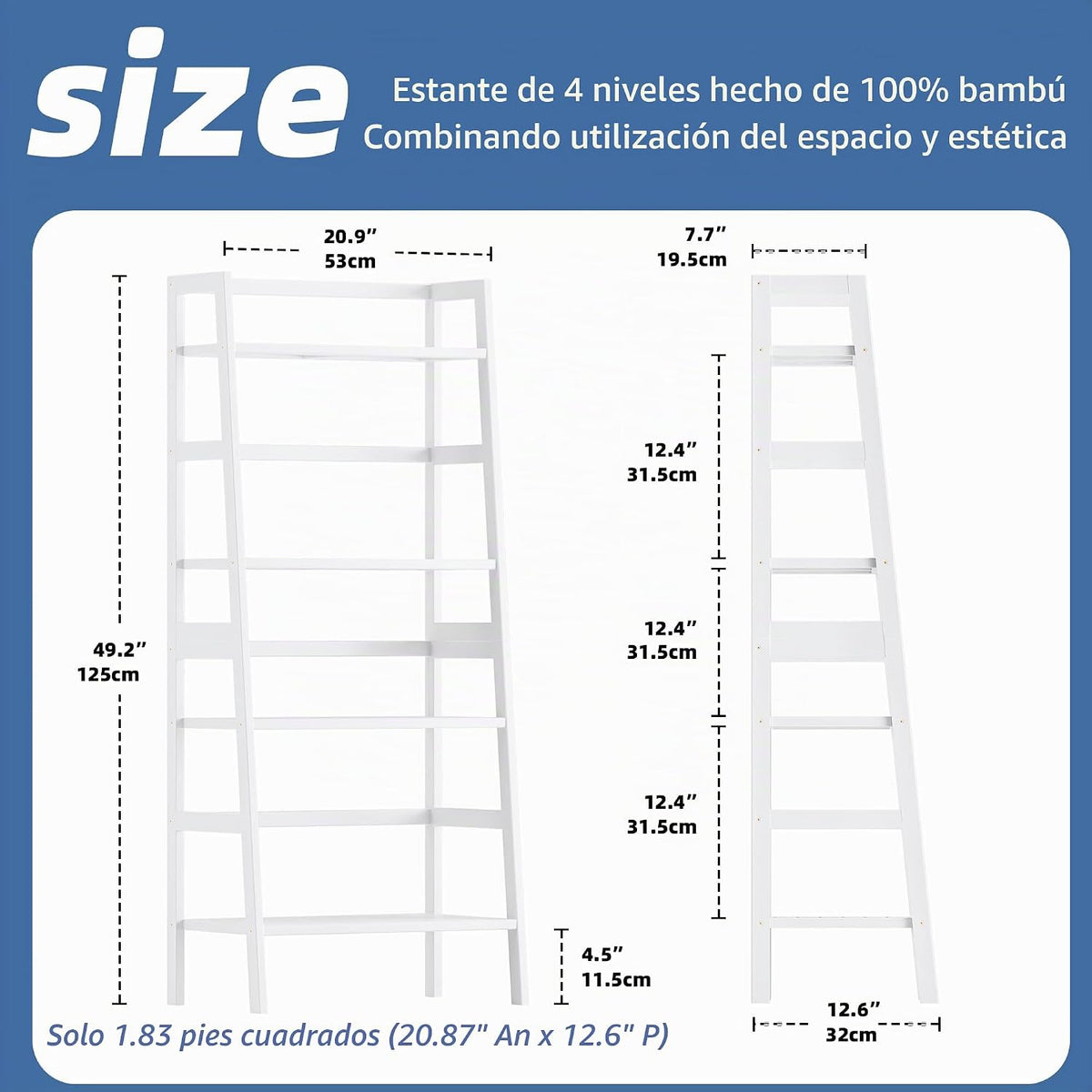 HITNET Estantería de escalera blanca, estantería inclinada, estante...
