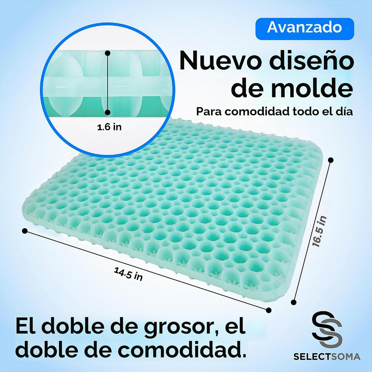 Cojín de asiento de gel para sentarse, alivio de presión para coxis...