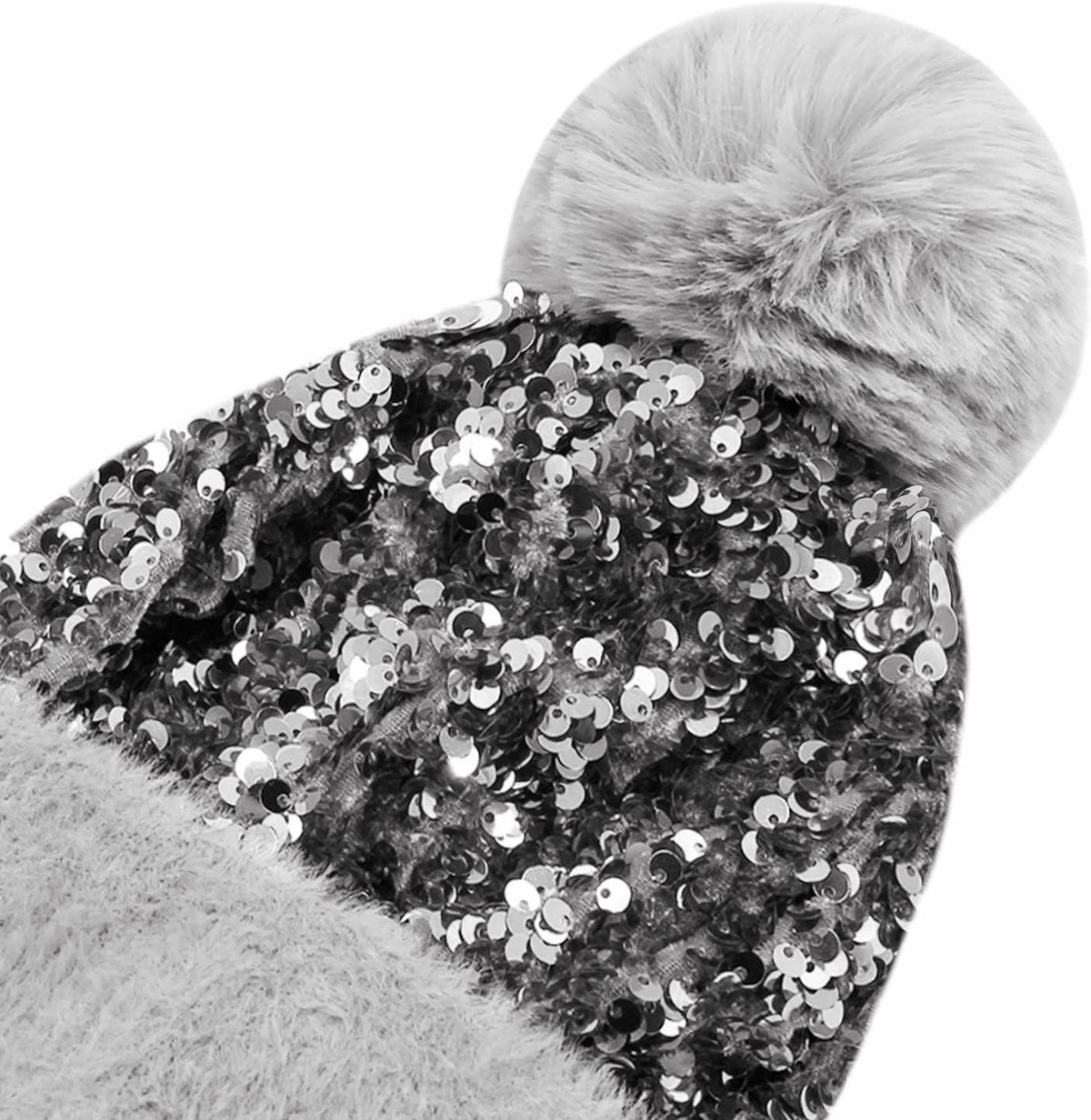 Caviotess Gorro de punto con lentejuelas brillantes para mujer, gor...