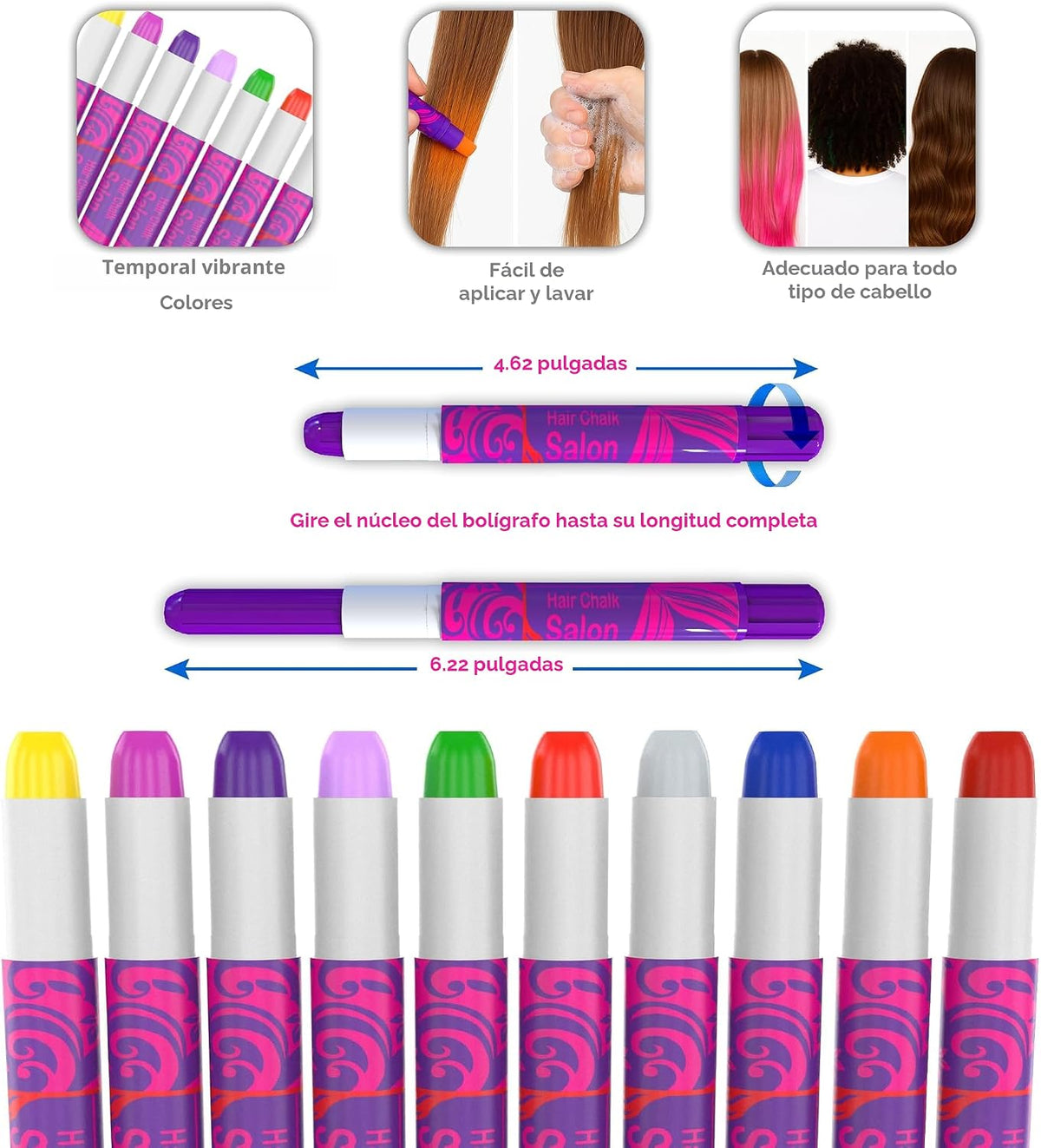 Desire Deluxe - Regalos para Niñas Tiza para Cabello 10 Bolígrafos...