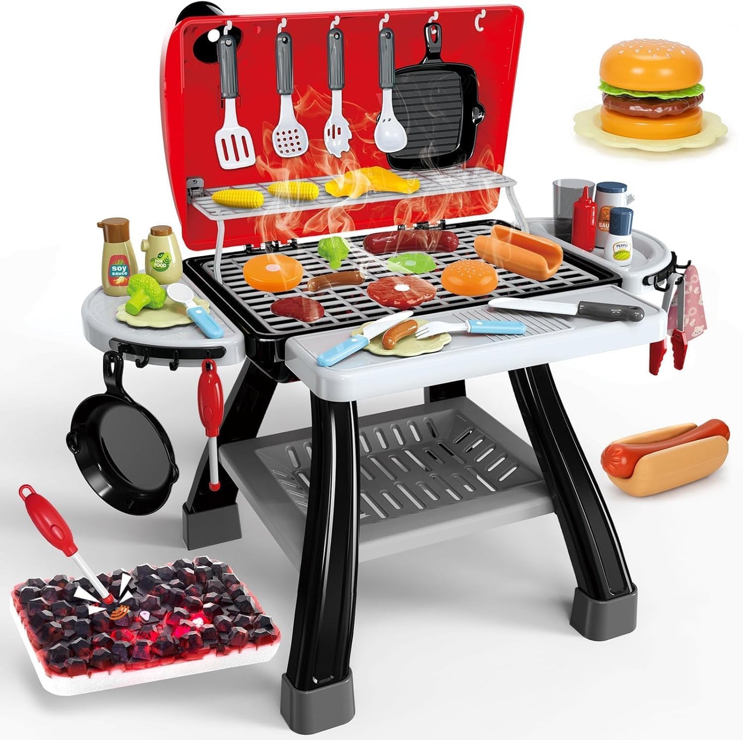 Juguetes de Cocina de Juego para Niños, Parrilla BBQ de Cocina para...