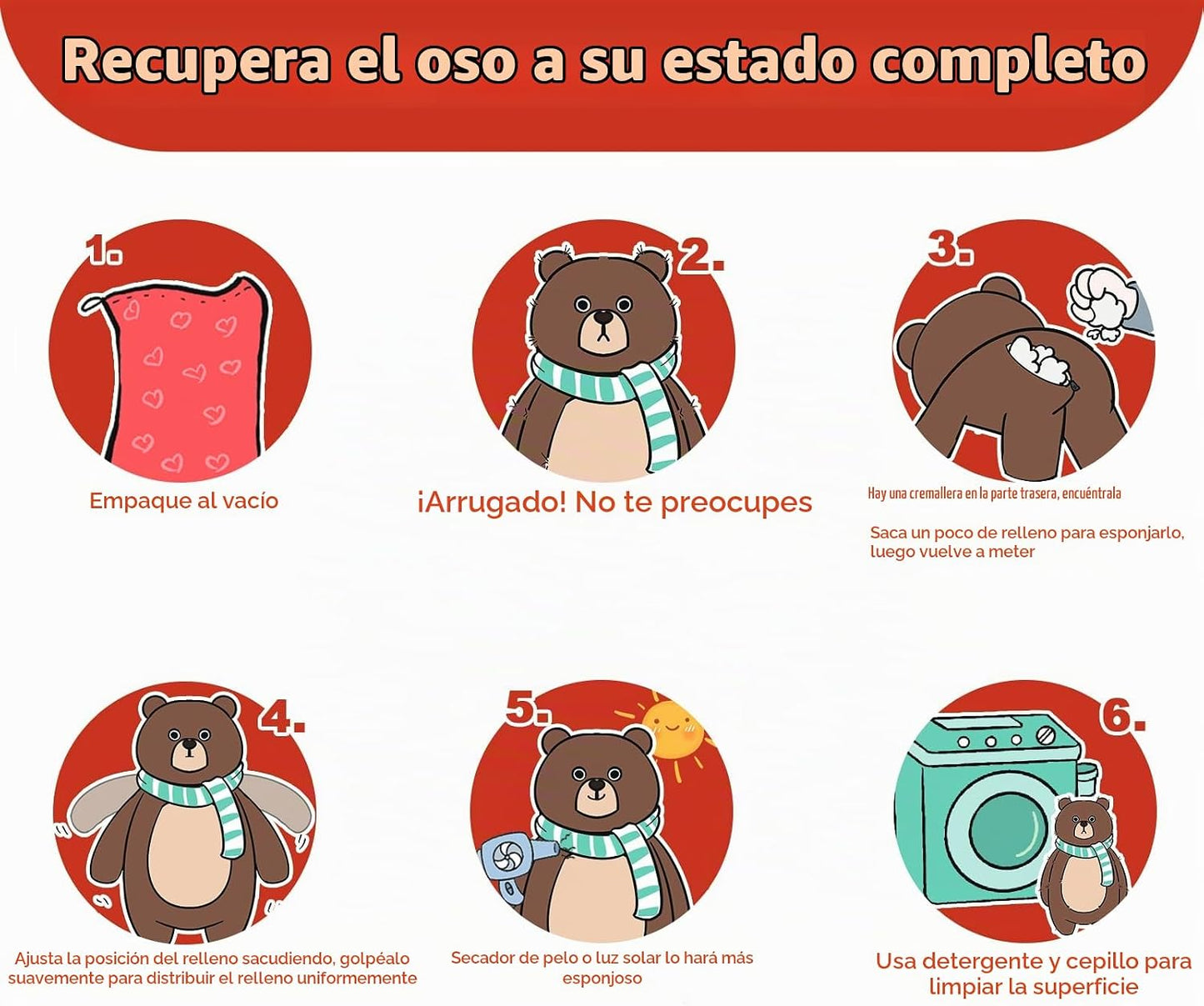 MorisMos Oso de peluche gigante de 5 pies, 59 pulgadas, oso de pelu...