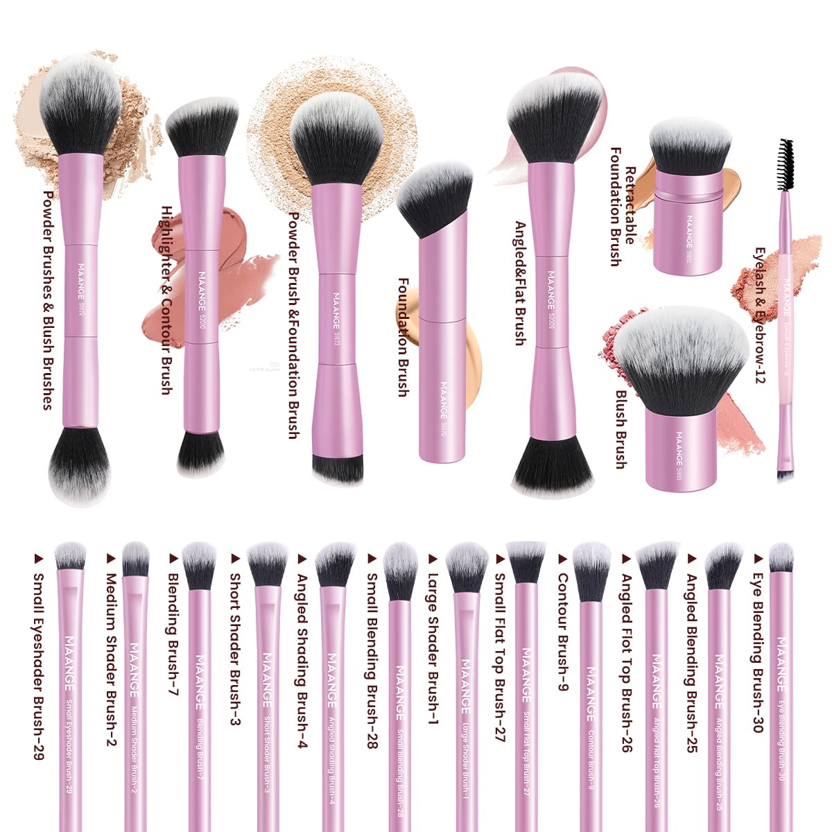 MAANGE 20 piezas de brochas de maquillaje con caja de regalo, broch...