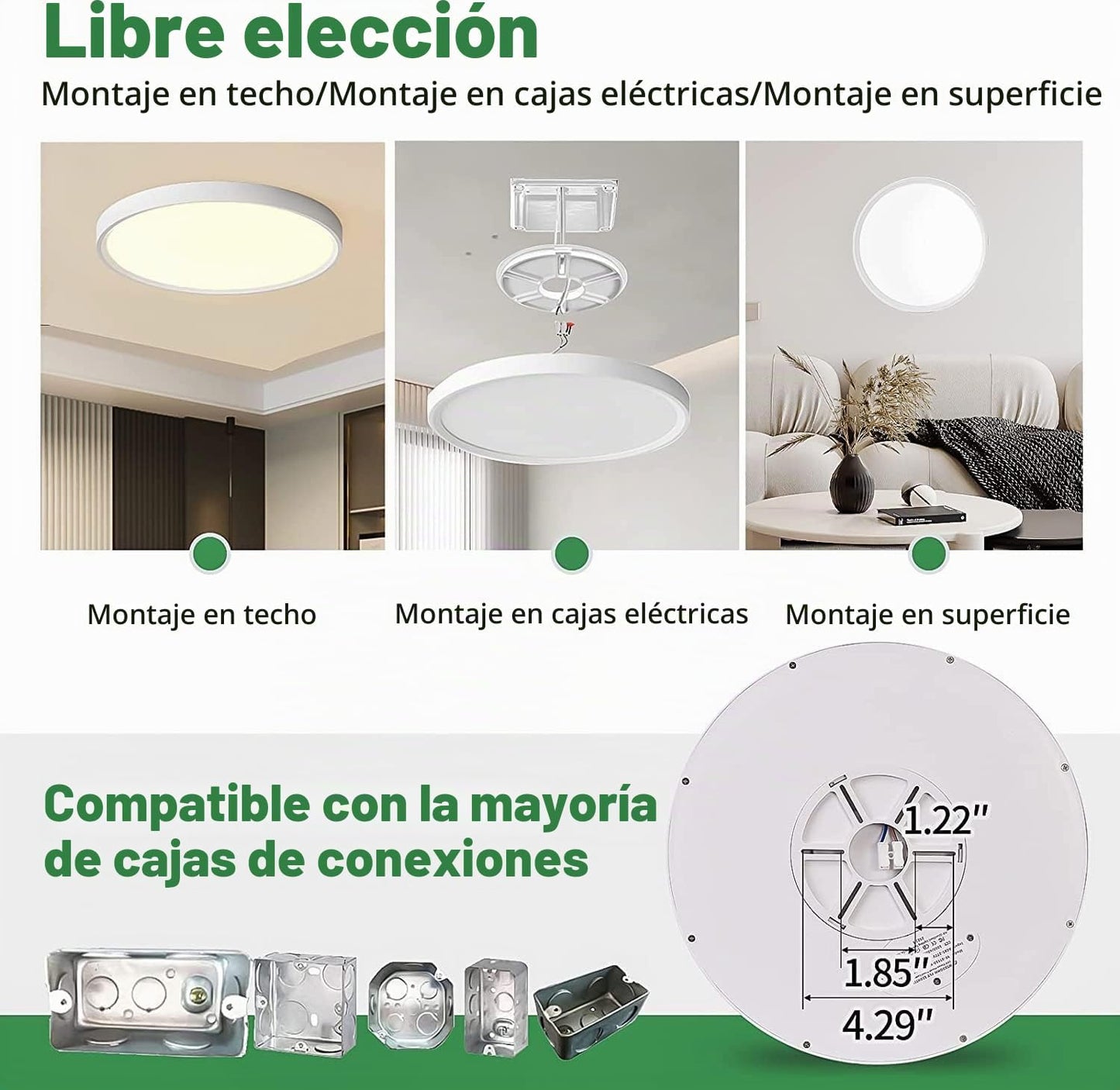 Paquete de 4 luces LED de techo empotradas de 12 pulgadas, 24 W, 25...