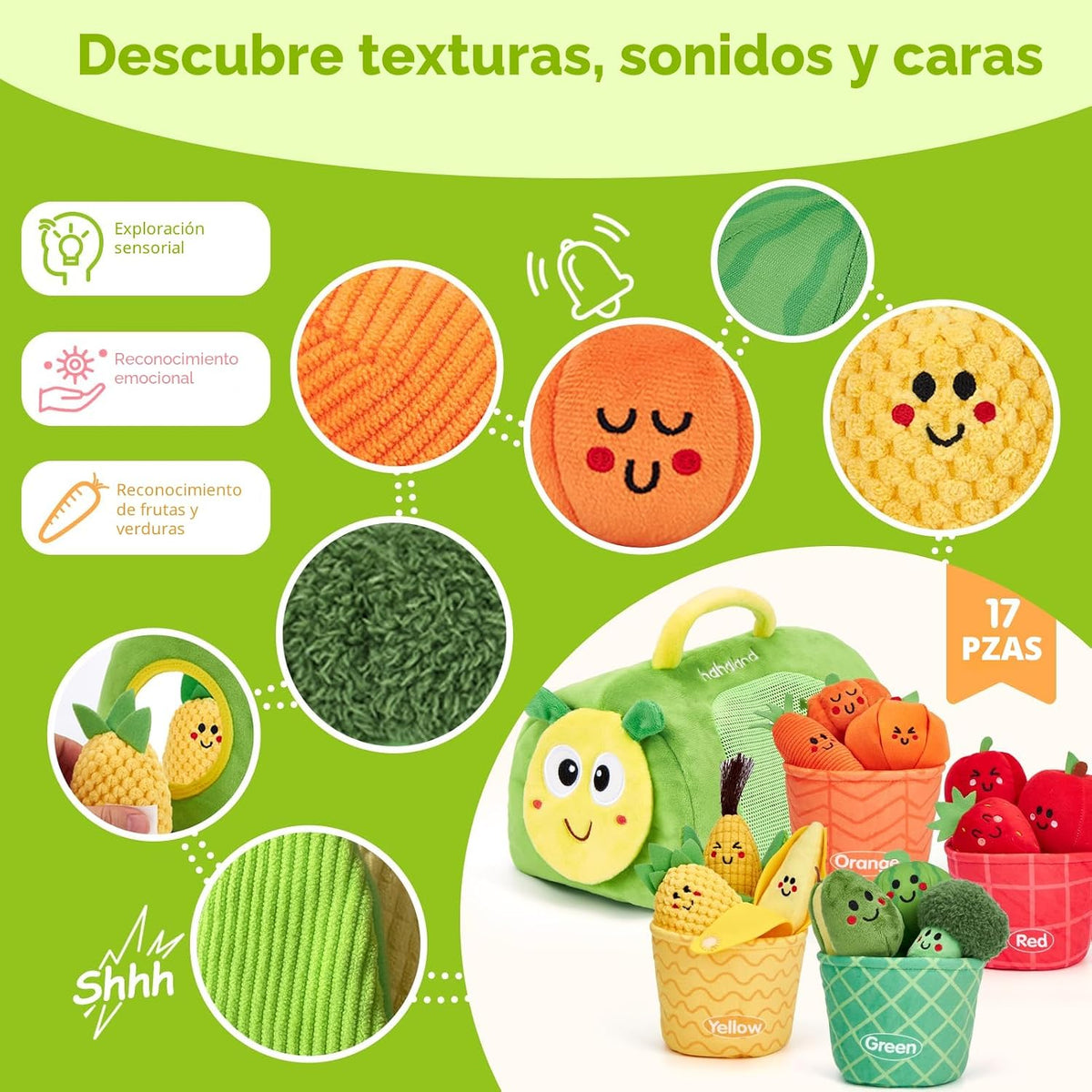 hahaland Juguetes Montessori para niños de 1 año - Frutas para bebé...