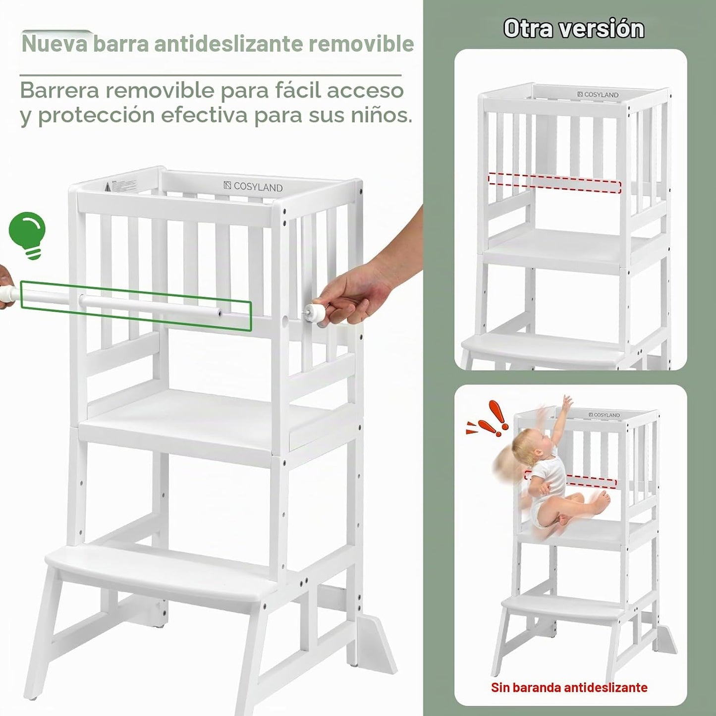 COSYLAND Torre de pie para niños pequeños, taburete de cocina de al...