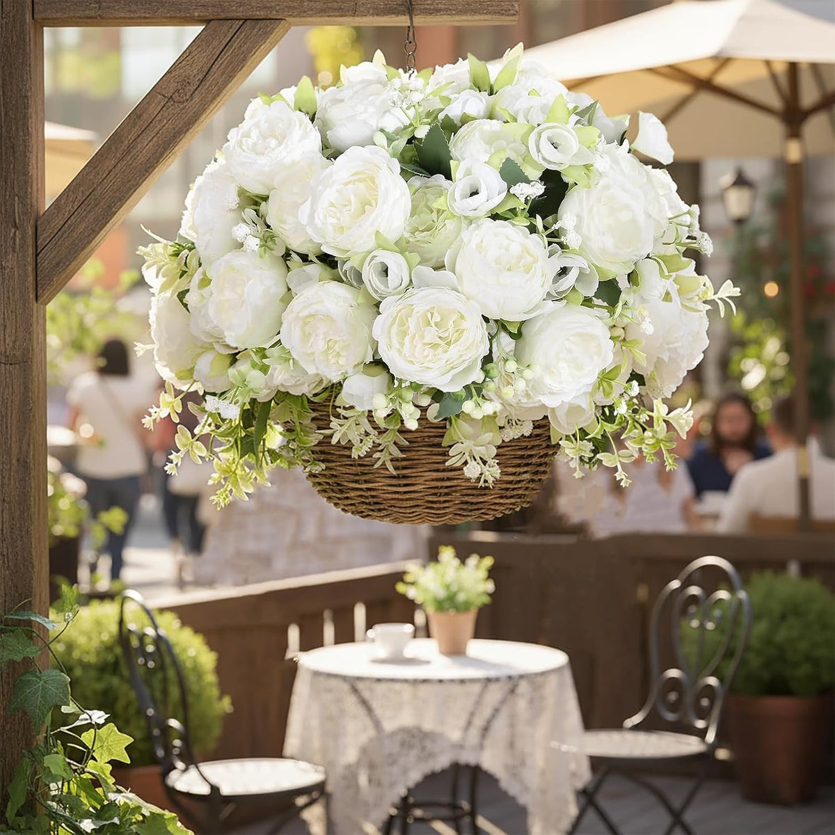 12 ramos de peonías artificiales de flores blancas, peonías falsas...