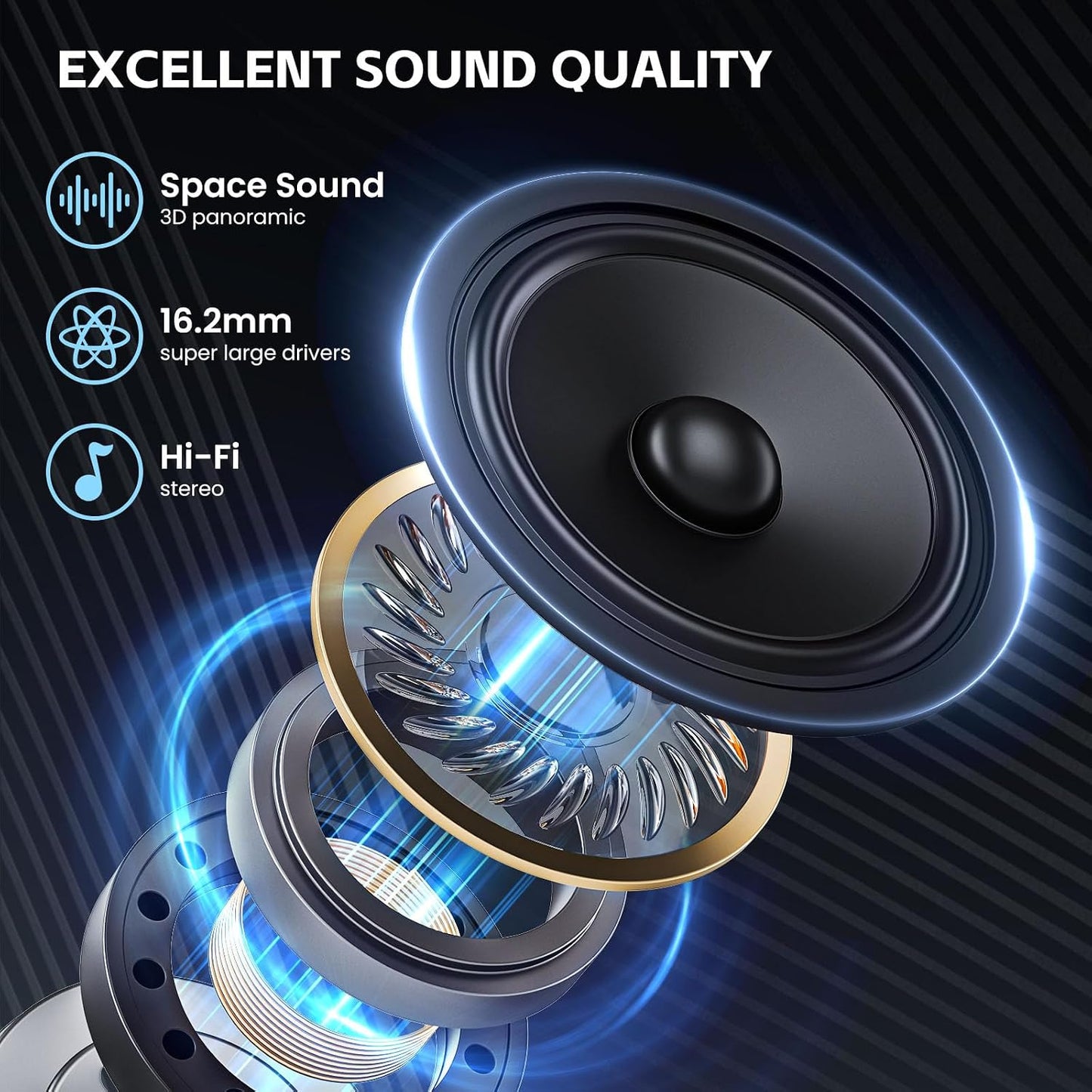 TRAUSI Auriculares inalámbricos con Bluetooth, auriculares estéreo...