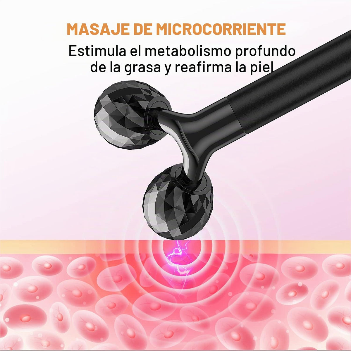 Masajeador facial eléctrico Beauty Bar 2 en 1, rodillo 3D y forma d...