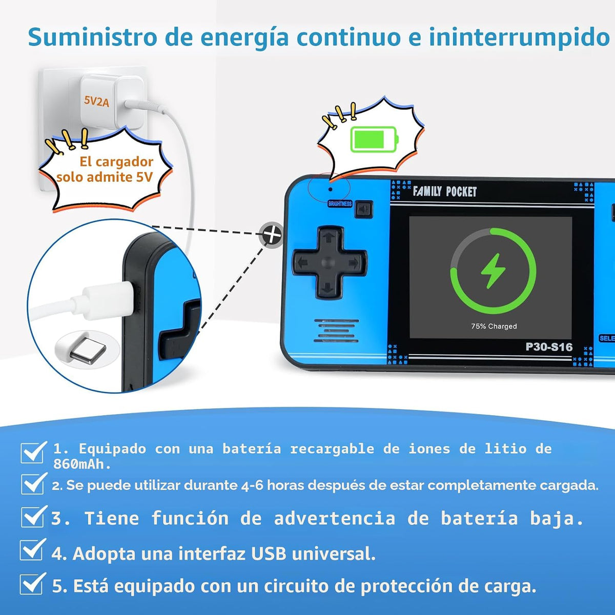 Juego de mano para niños, 220 videojuegos retro precargados, reprod...