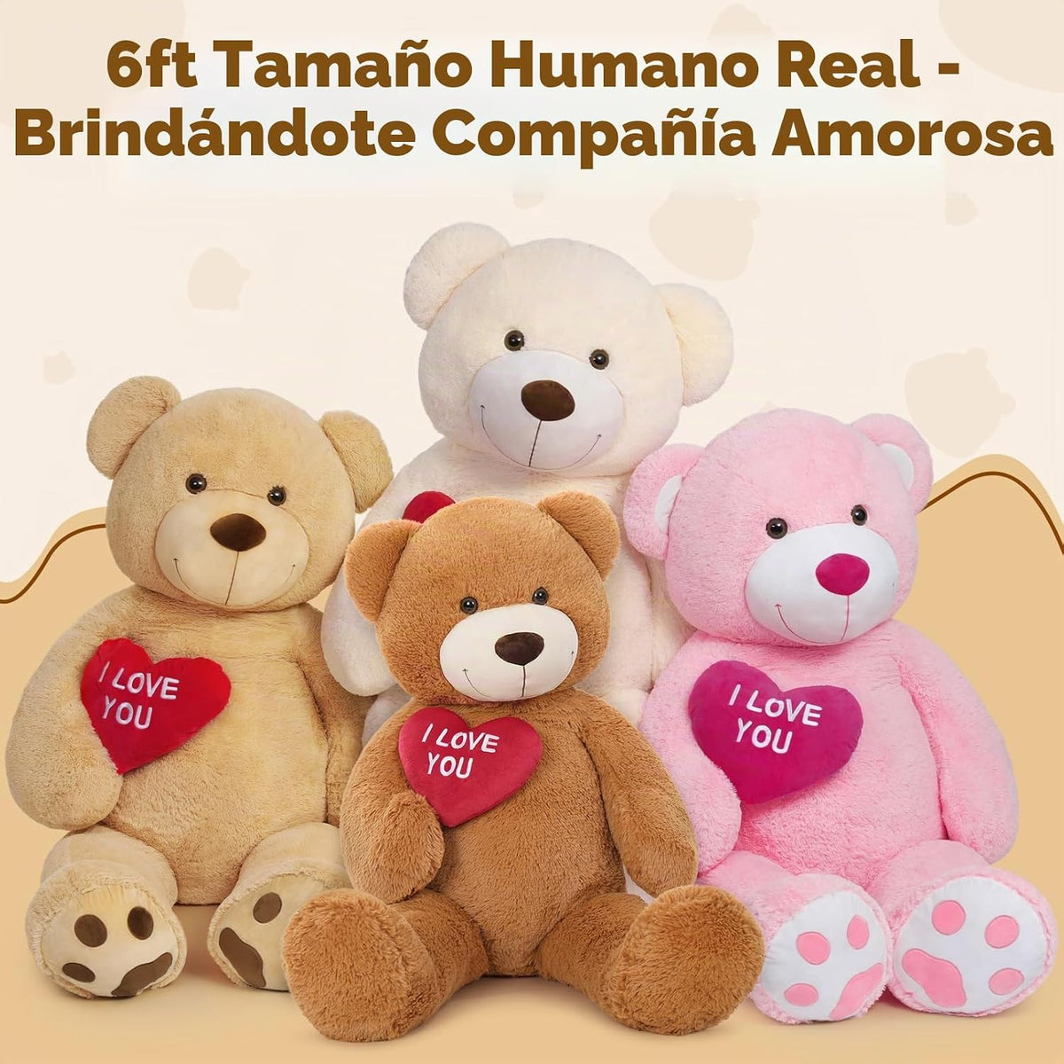 MaoGoLan Oso de Peluche Gigante de 6 Pies - Corazón Rojo "Te Am...