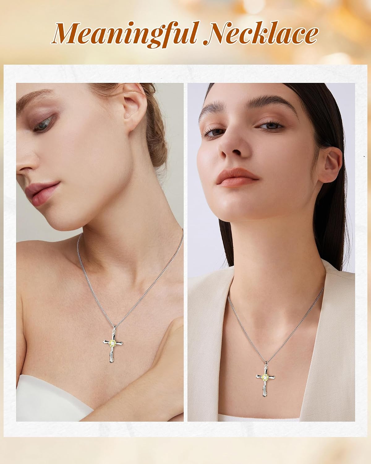 Collar de cruz ACECHA para mujer | Collar colgante de fe de plata c...