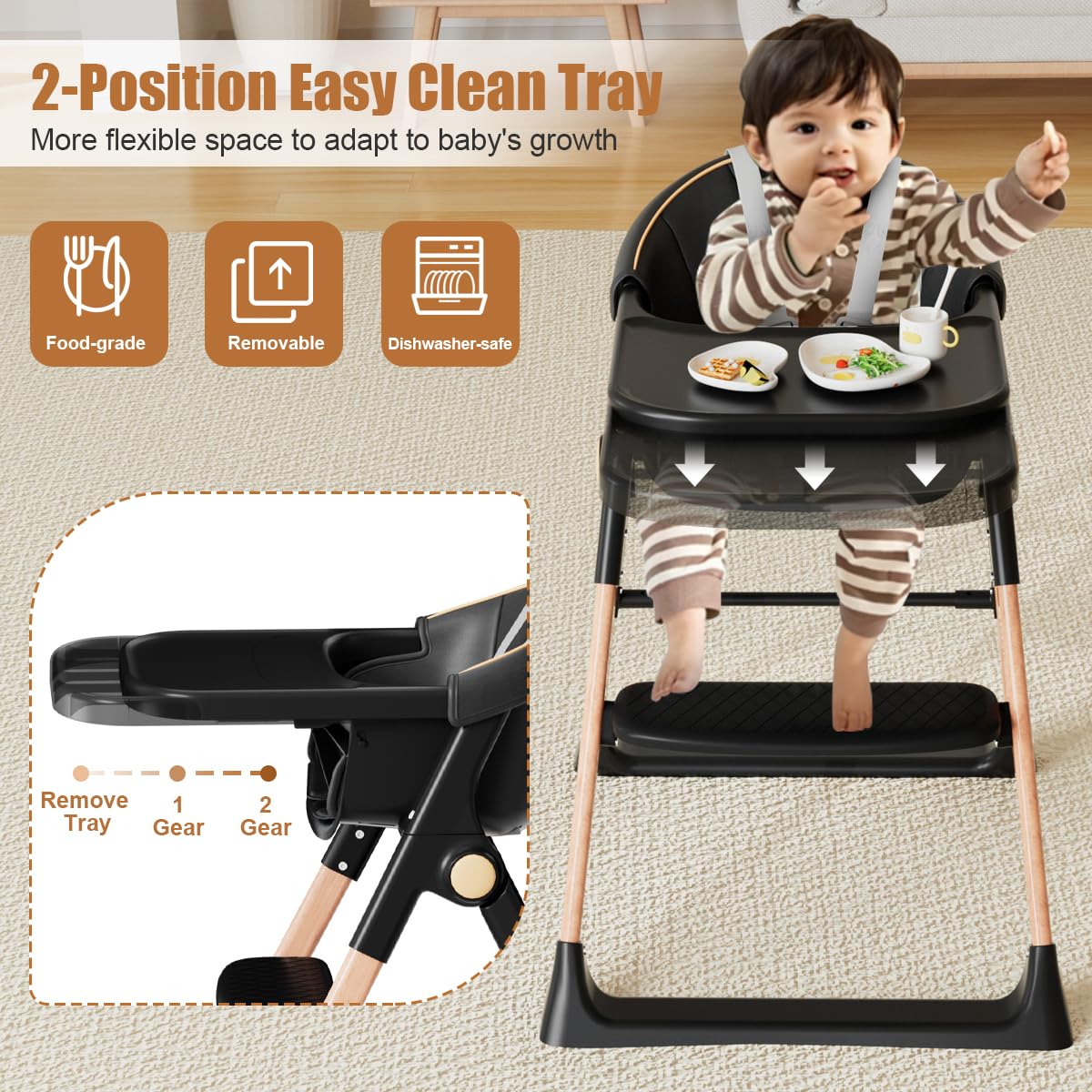 Silla Alta para Bebé, Sillas Altas para Bebés y Niños Pequeños, Sil...