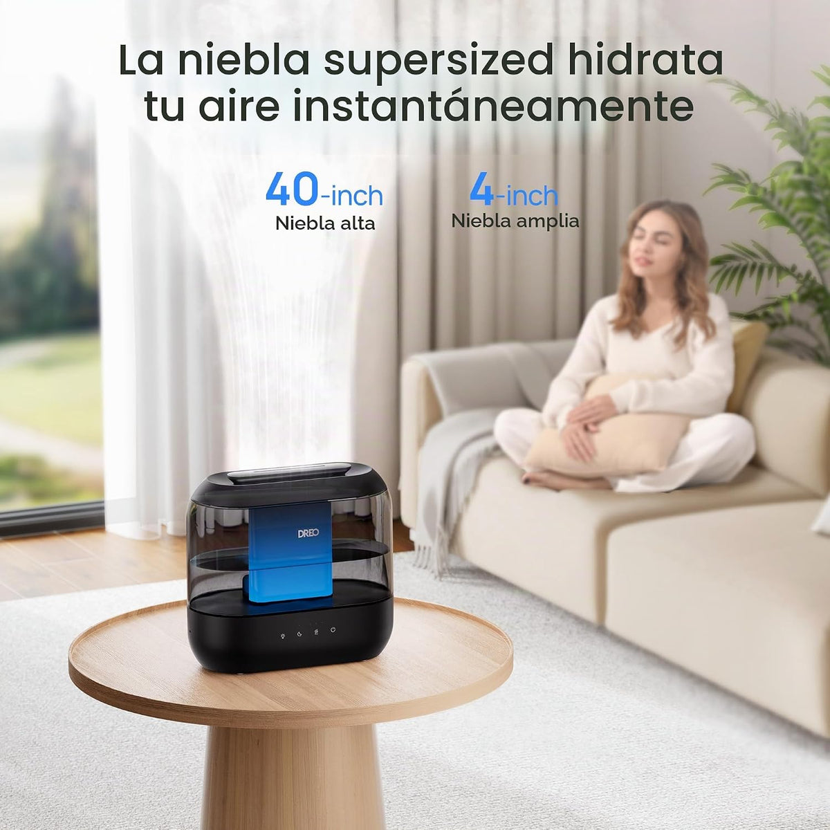 Dreo Humidificadores para dormitorio, llenado superior de 4L para h...