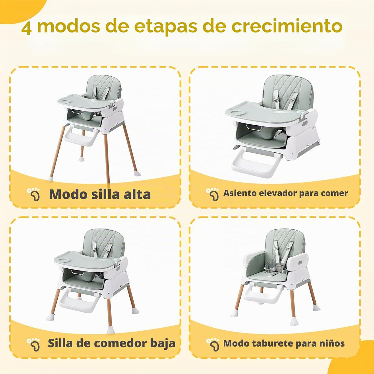 JOYMOR Silla alta 5 en 1 para bebés y niños pequeños, silla alta co...
