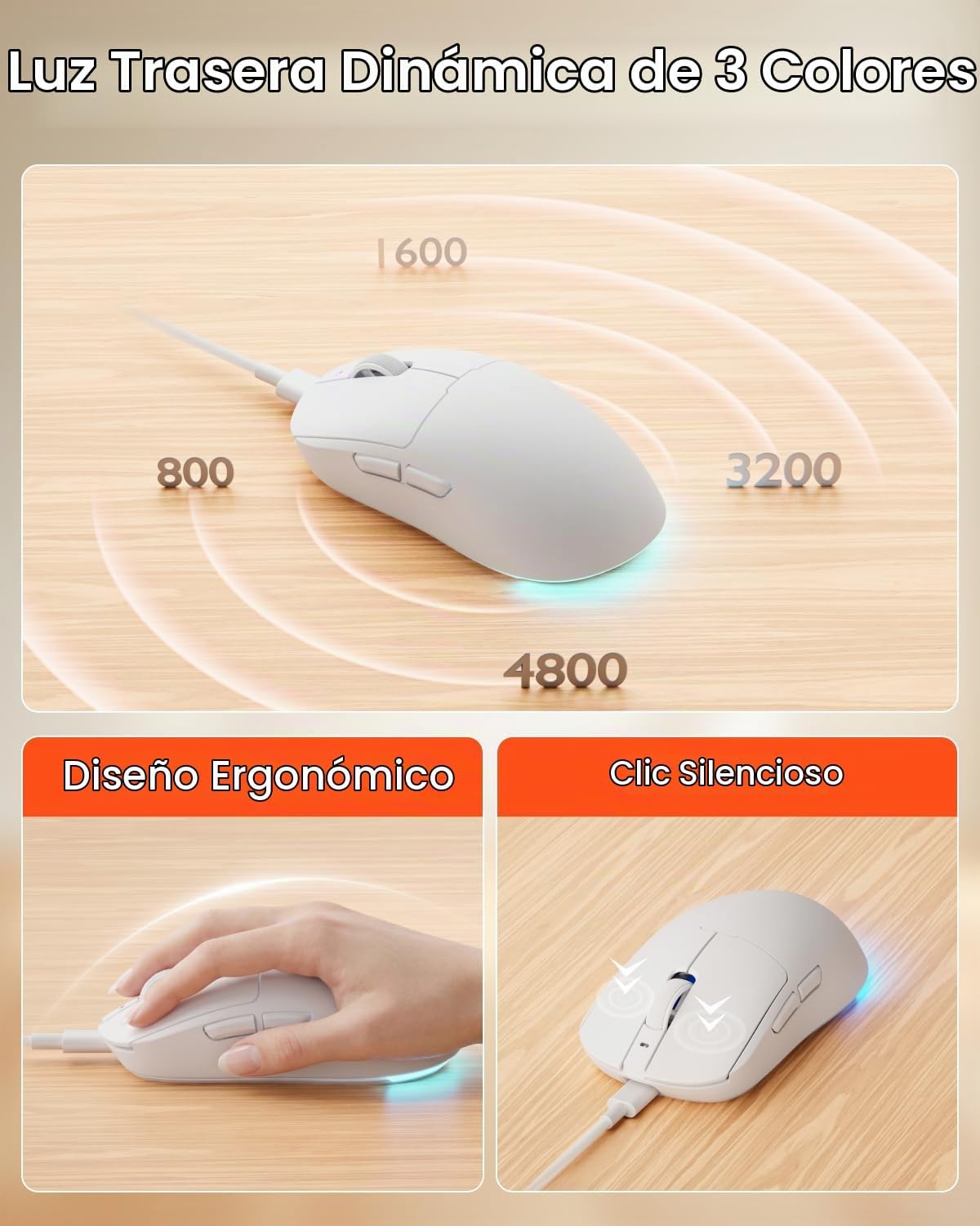 Combo de teclado y mouse con cable EWEADN con reposamuñecas desmont...