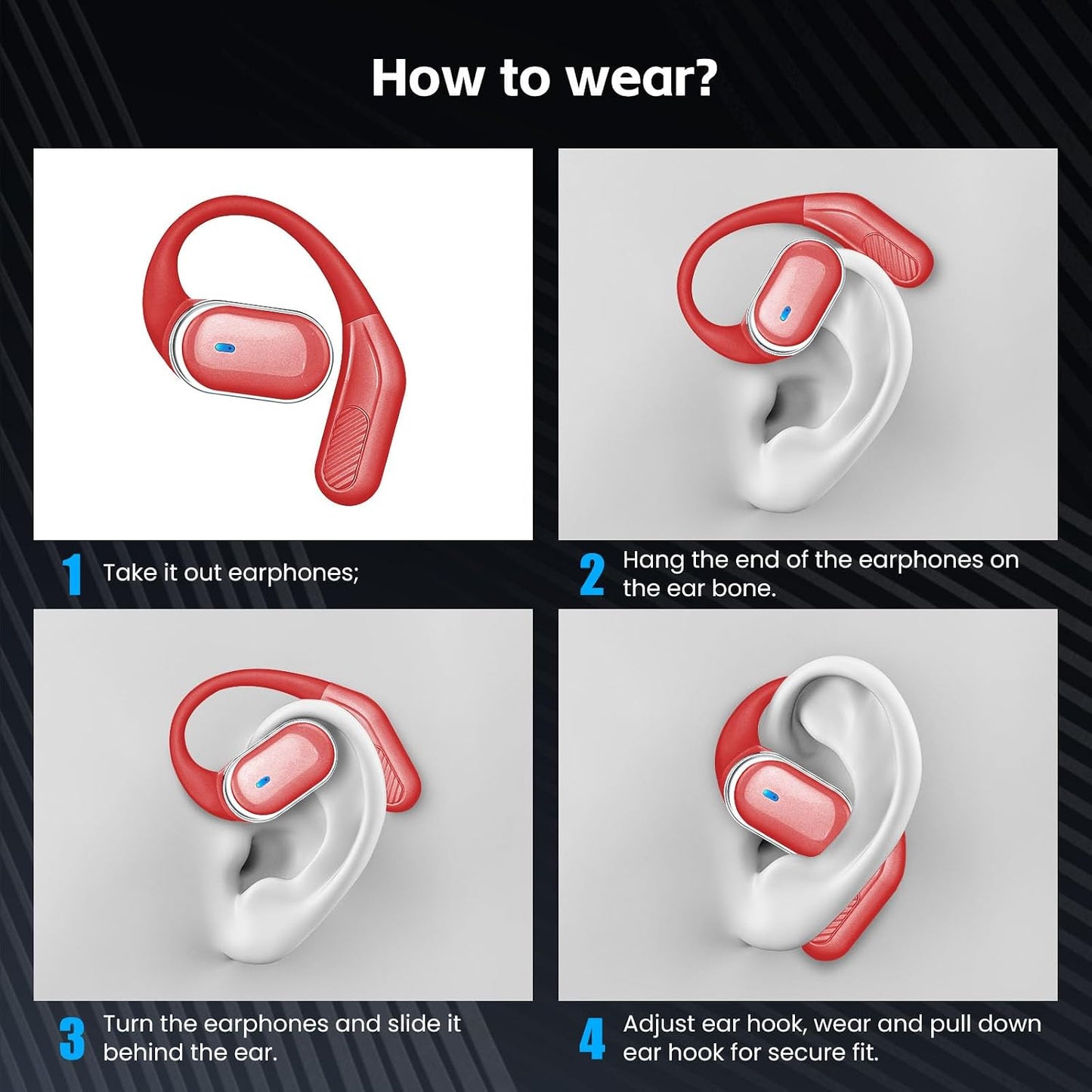 TRAUSI Auriculares inalámbricos con Bluetooth, auriculares estéreo...