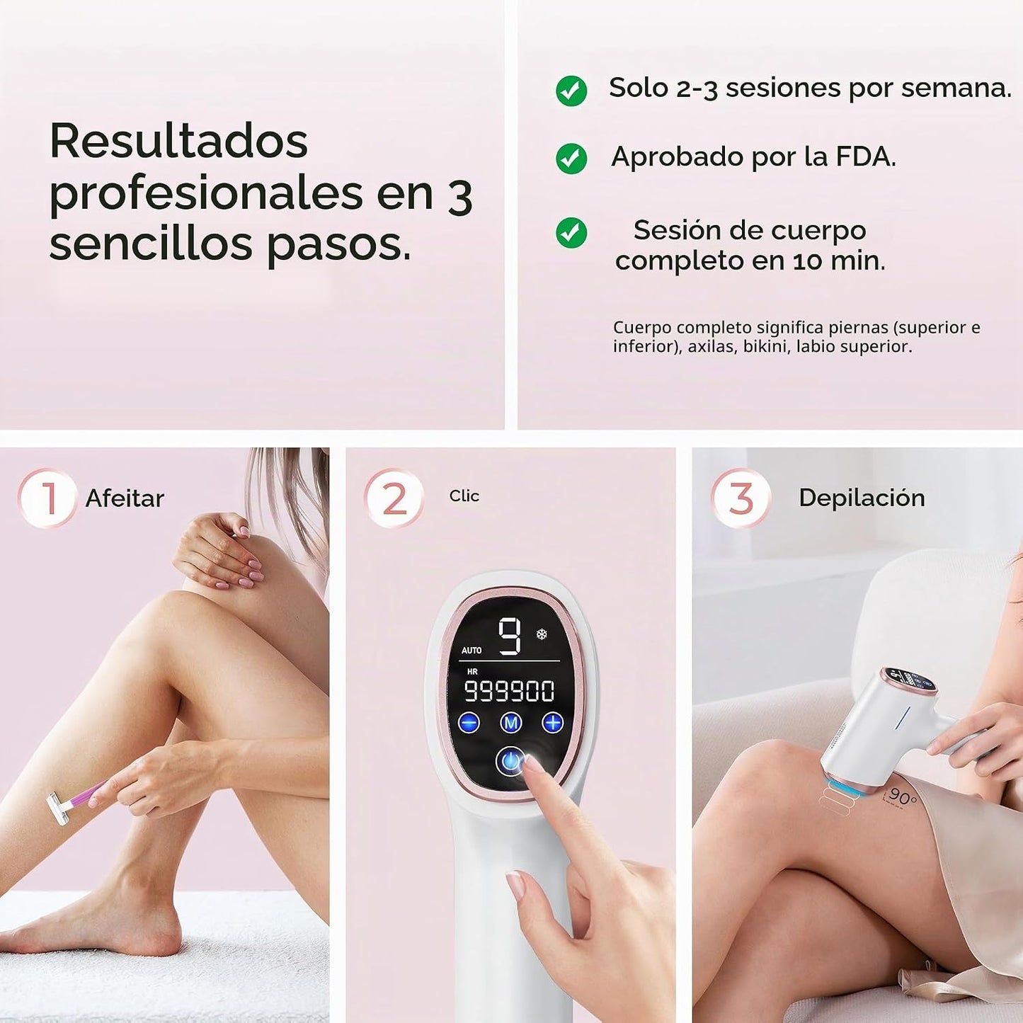Finequin Depilación láser para mujeres y hombres, contacto de enfri...