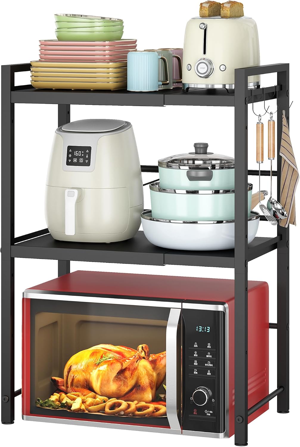 DOLALIKE Estante para horno microondas, soporte expandible para mic...