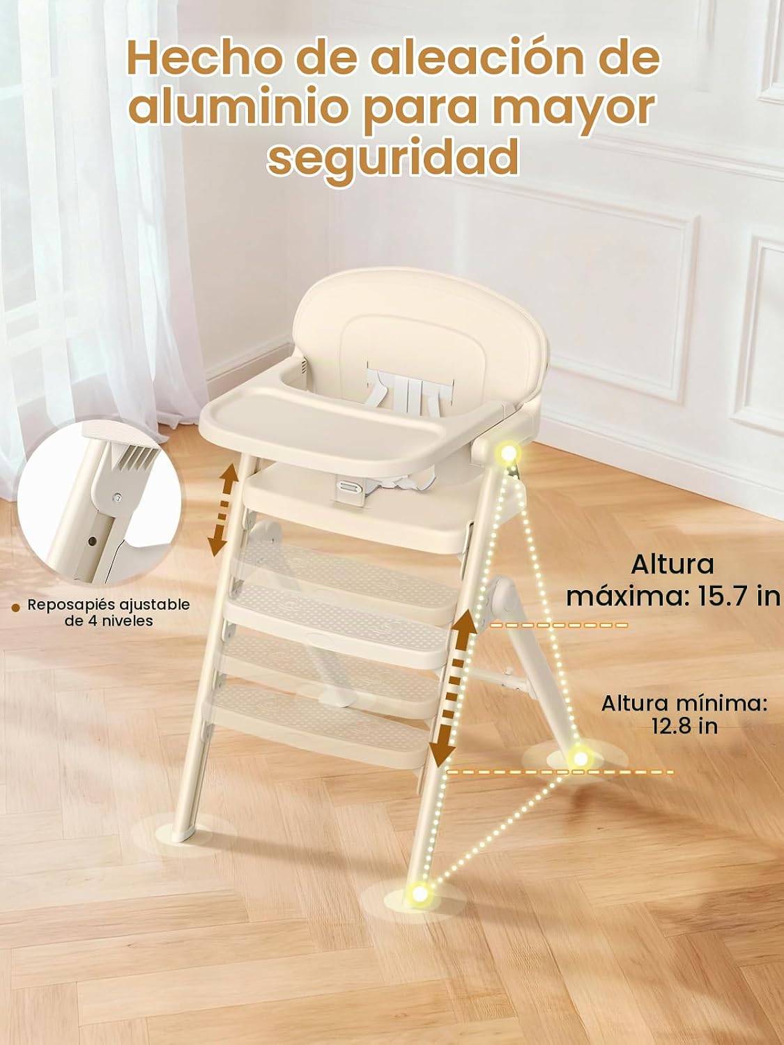 Meetaglow Silla alta convertible 3 en 1 para bebé, silla de comedor...