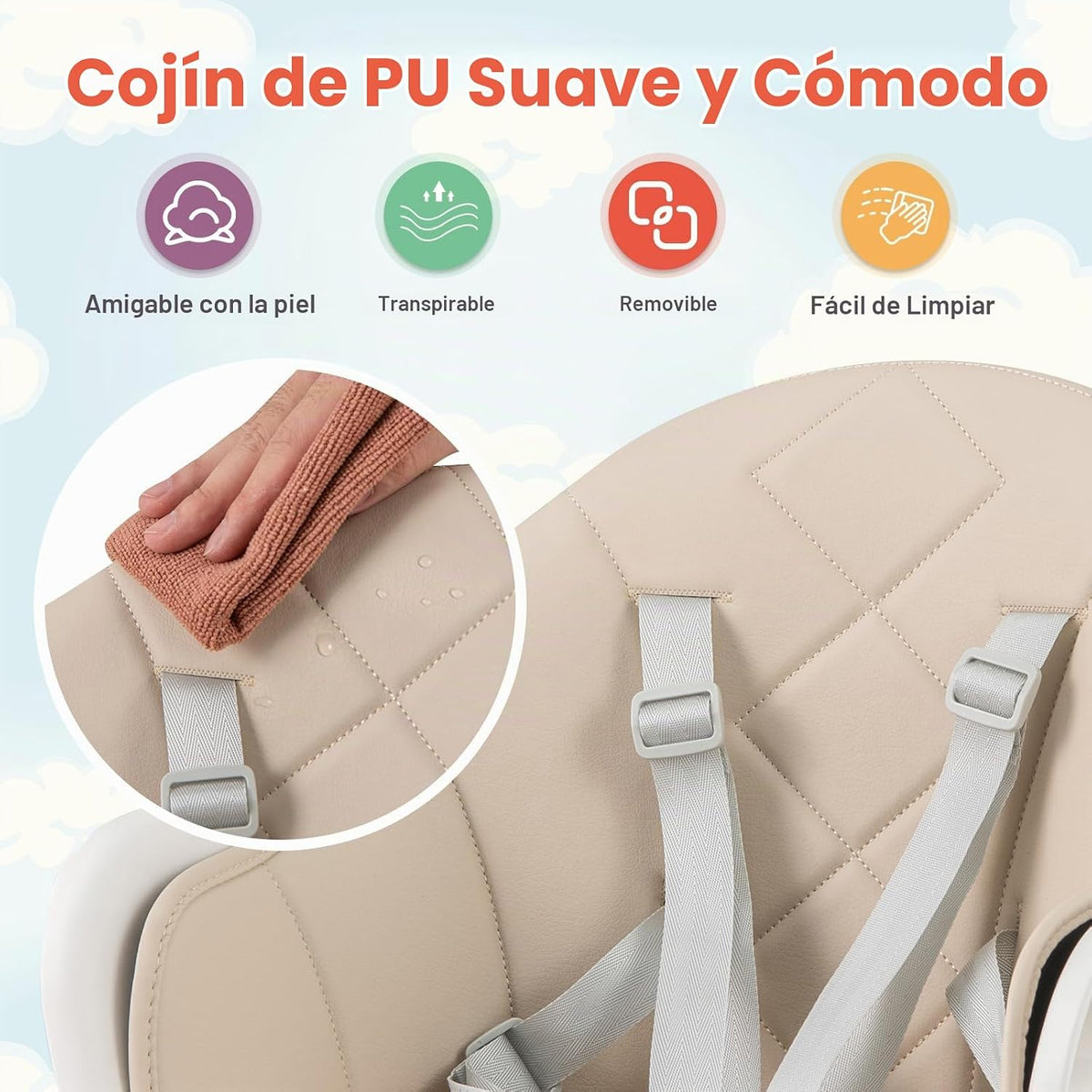 HONEY JOY Silla alta para bebé, silla alta convertible 6 en 1 de ma...