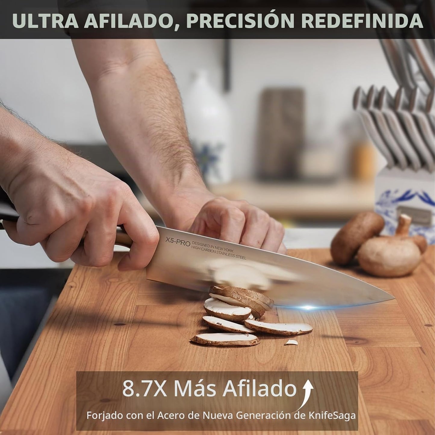 Juego de cuchillos de cocina KnifeSaga - Juego de bloque de cuchill...