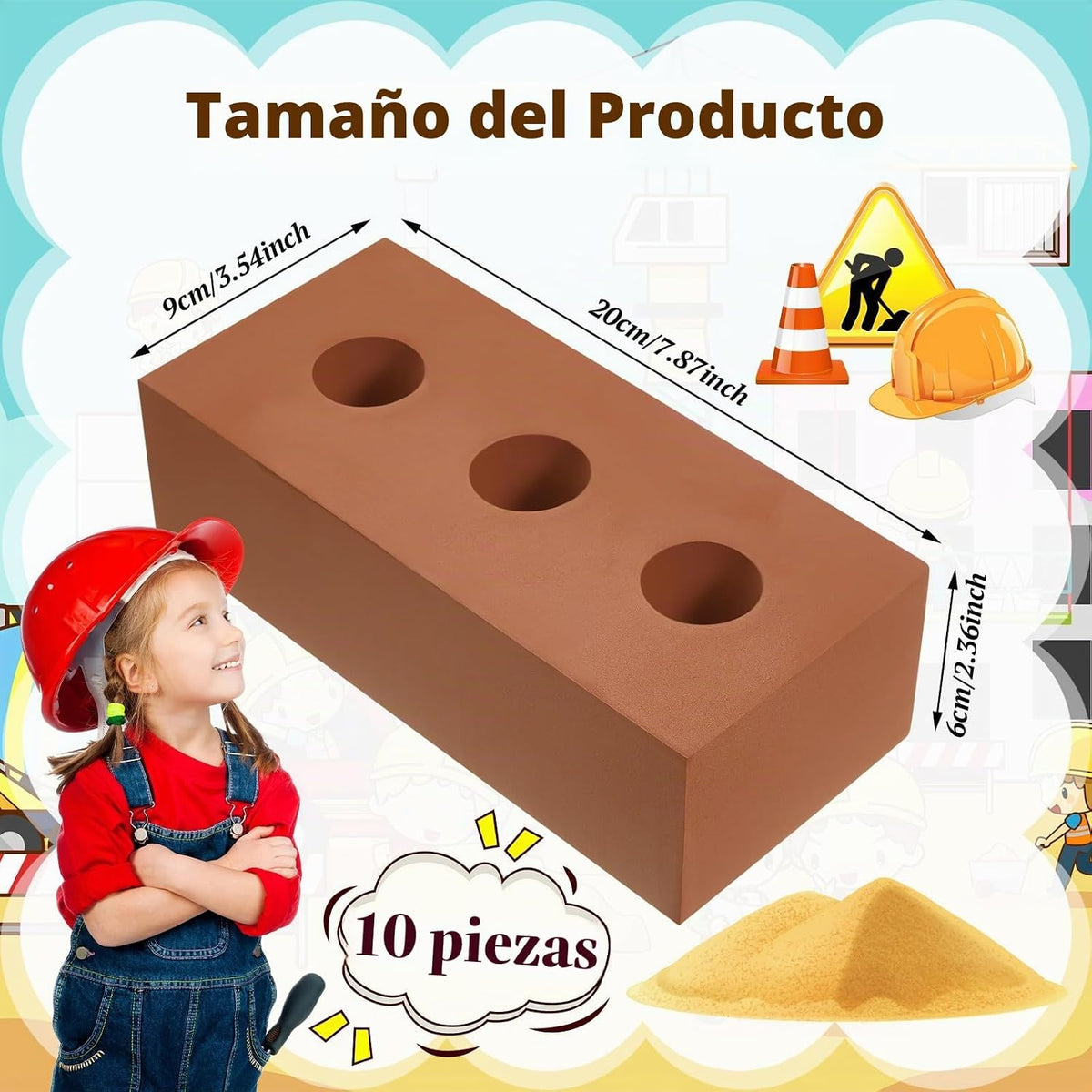Deekin 10 Piezas Bloques de Construcción de Ladrillos de Espuma par...