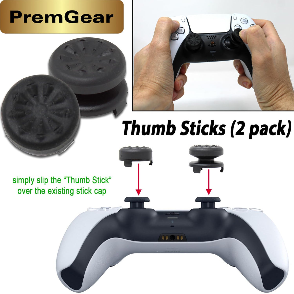 Controlador inalámbrico PremGear DualSense (plata de ley) compatibl...