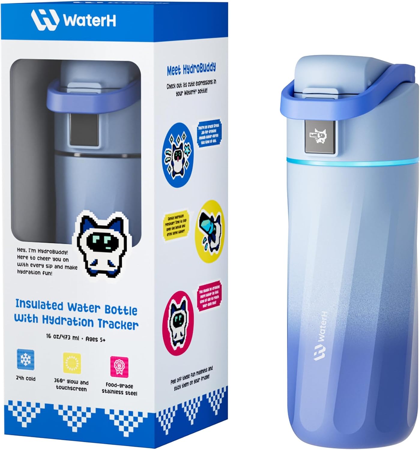 WATERH Boost - Botella de 32 oz White + Boost Botella azul de 16 oz