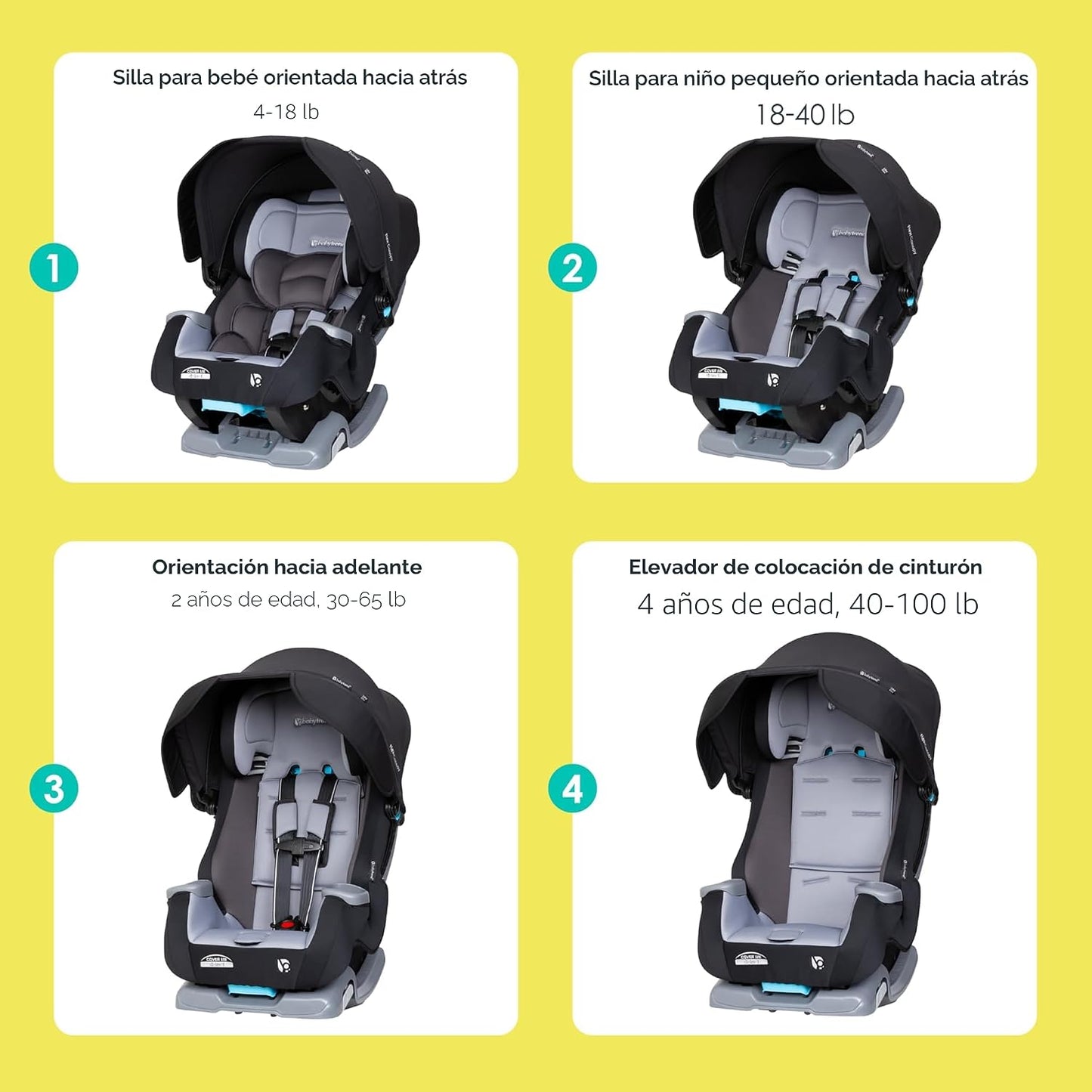 Baby Trend Cover Me™ - Asiento convertible 4 en 1 para automóvil, c...