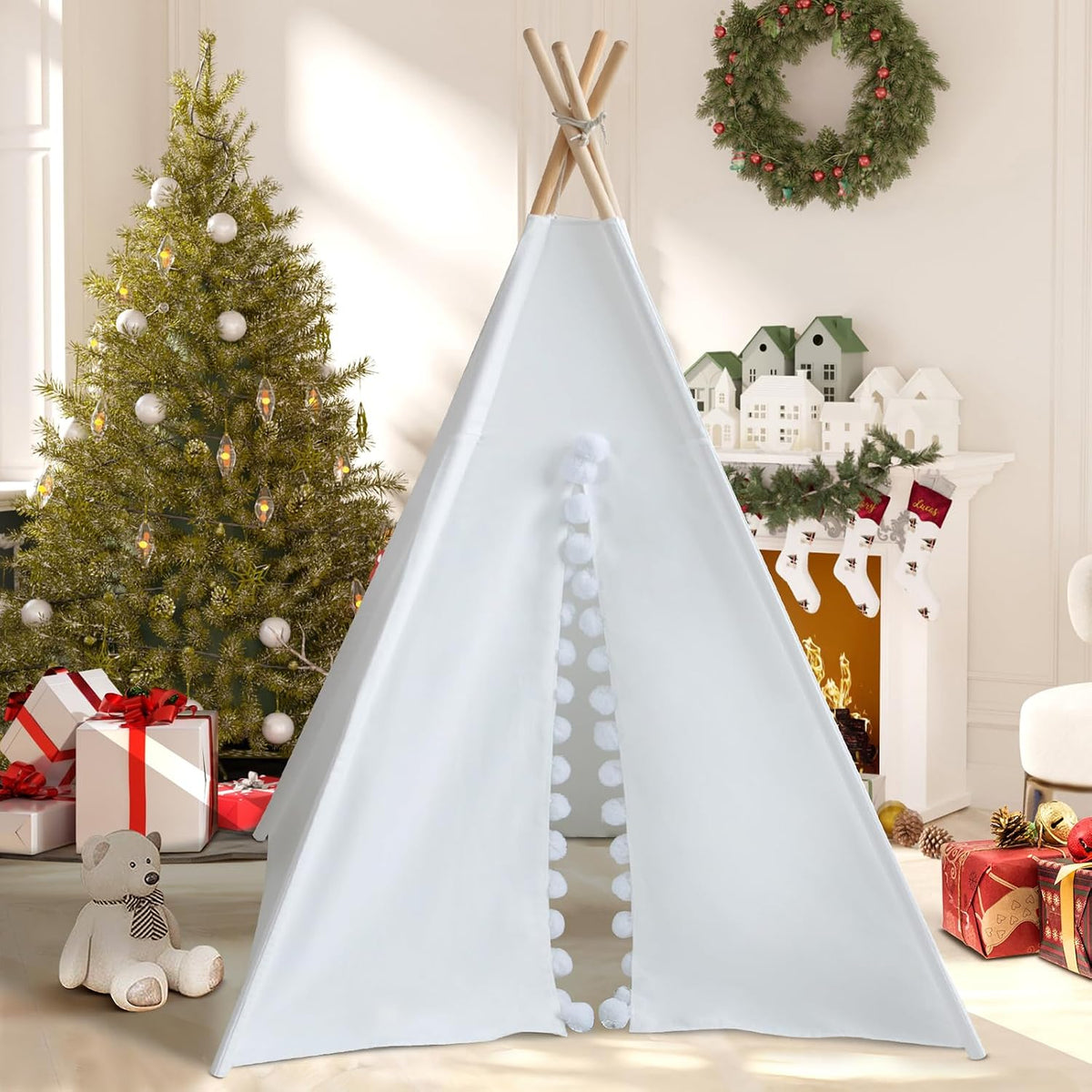 WIRHAO - Tienda de campaña tipi para niños con colchoneta acolchada...