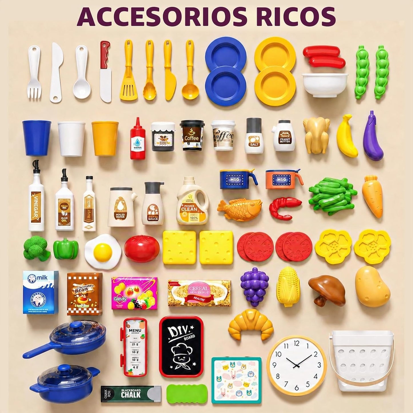 STACTCUTE Cocina de juguete de 33,8 pulgadas con sonido, luz y estu...