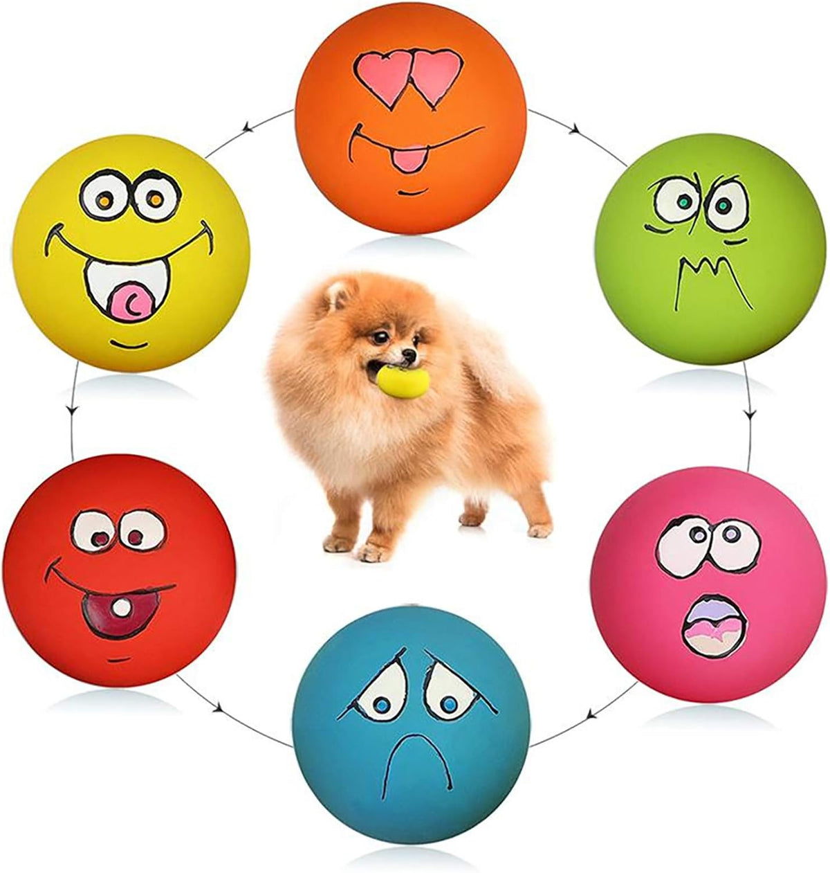 HDSX Smile Face - Juguetes chirriantes de látex suave para cachorro...