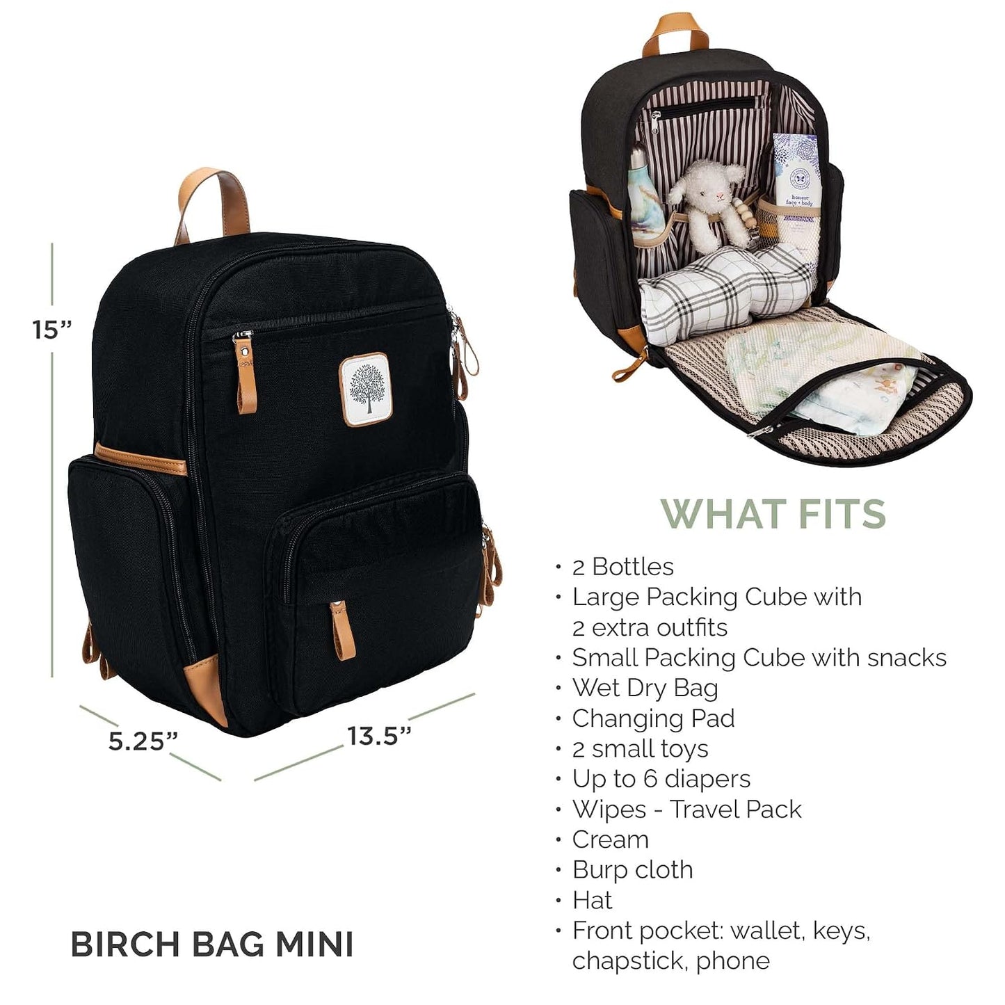 Parker - Mochila para pañales con cremallera completa y bolsillos a...
