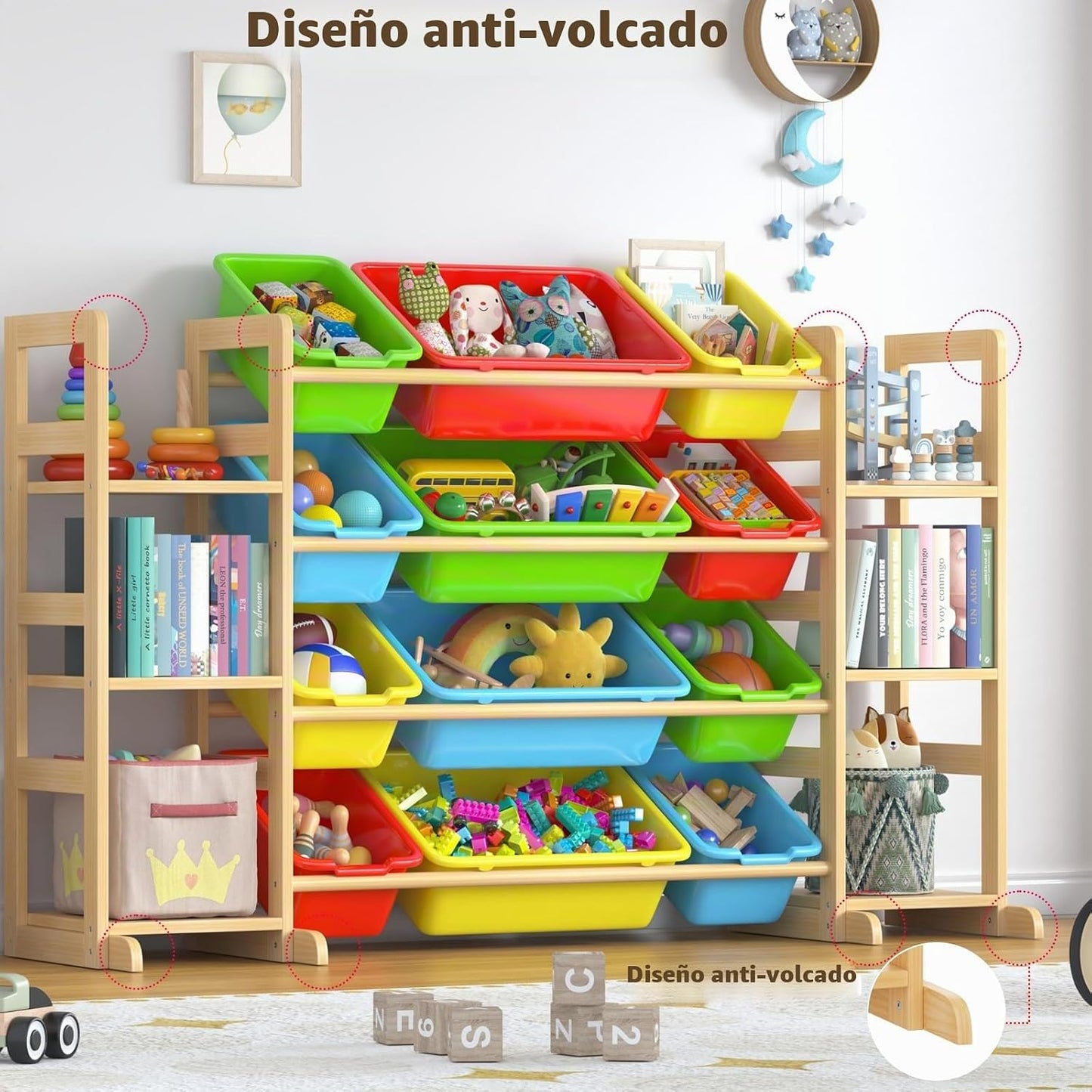 Ratulie Organizador grande de almacenamiento de juguetes para niños...