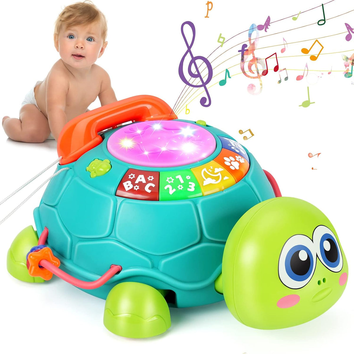 Juguetes musicales de tortuga para bebés de 6 a 12 meses, juguetes...