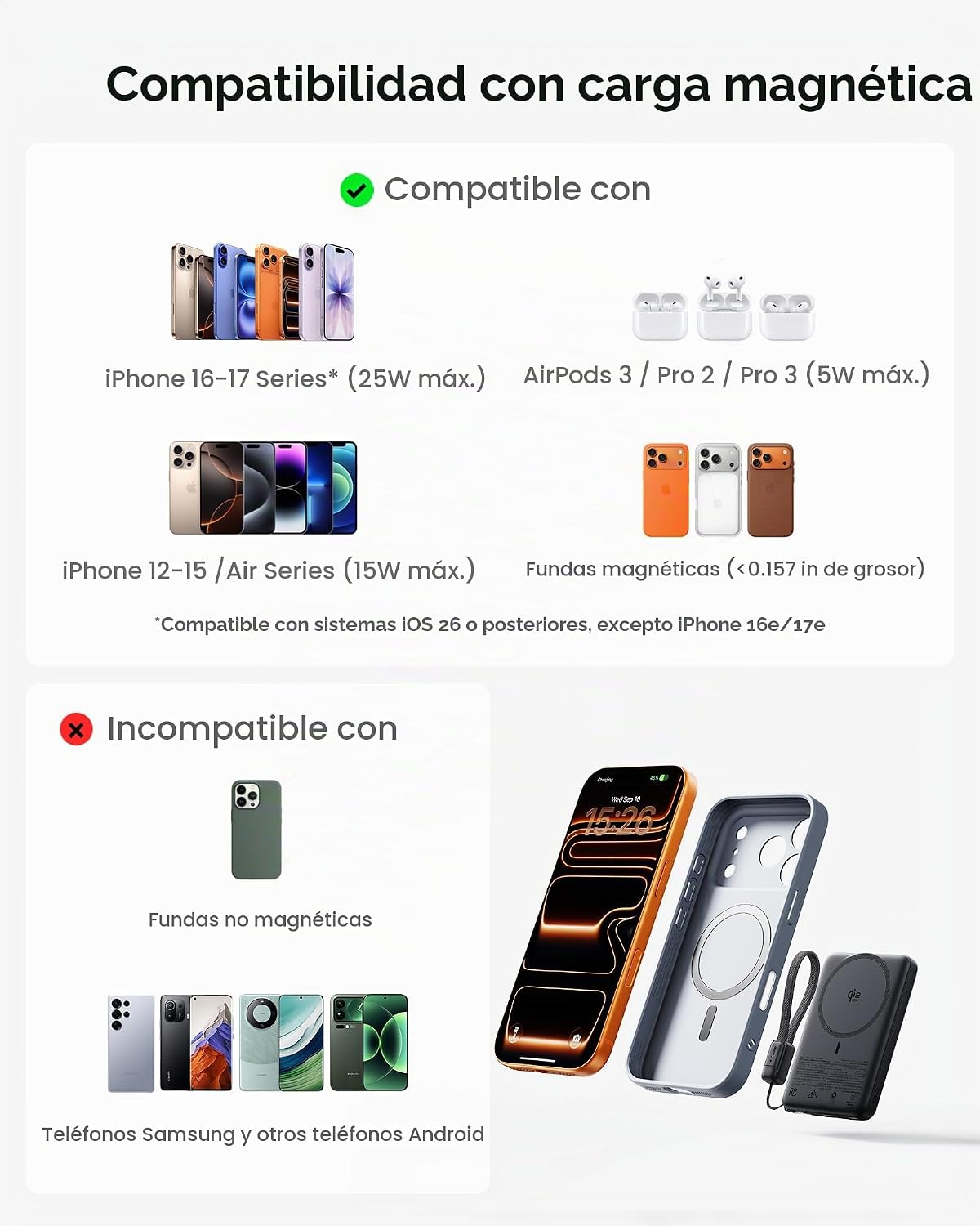 INIU para MagSafe Qi2.2 25W cargador portátil, banco de energía más...