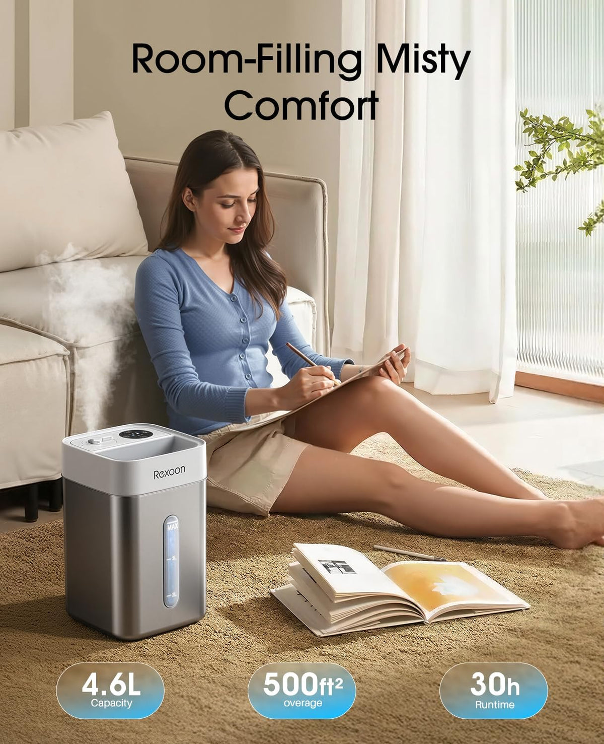Humidificador de acero inoxidable de 4.6L\/1.2Gal para el dormitori...