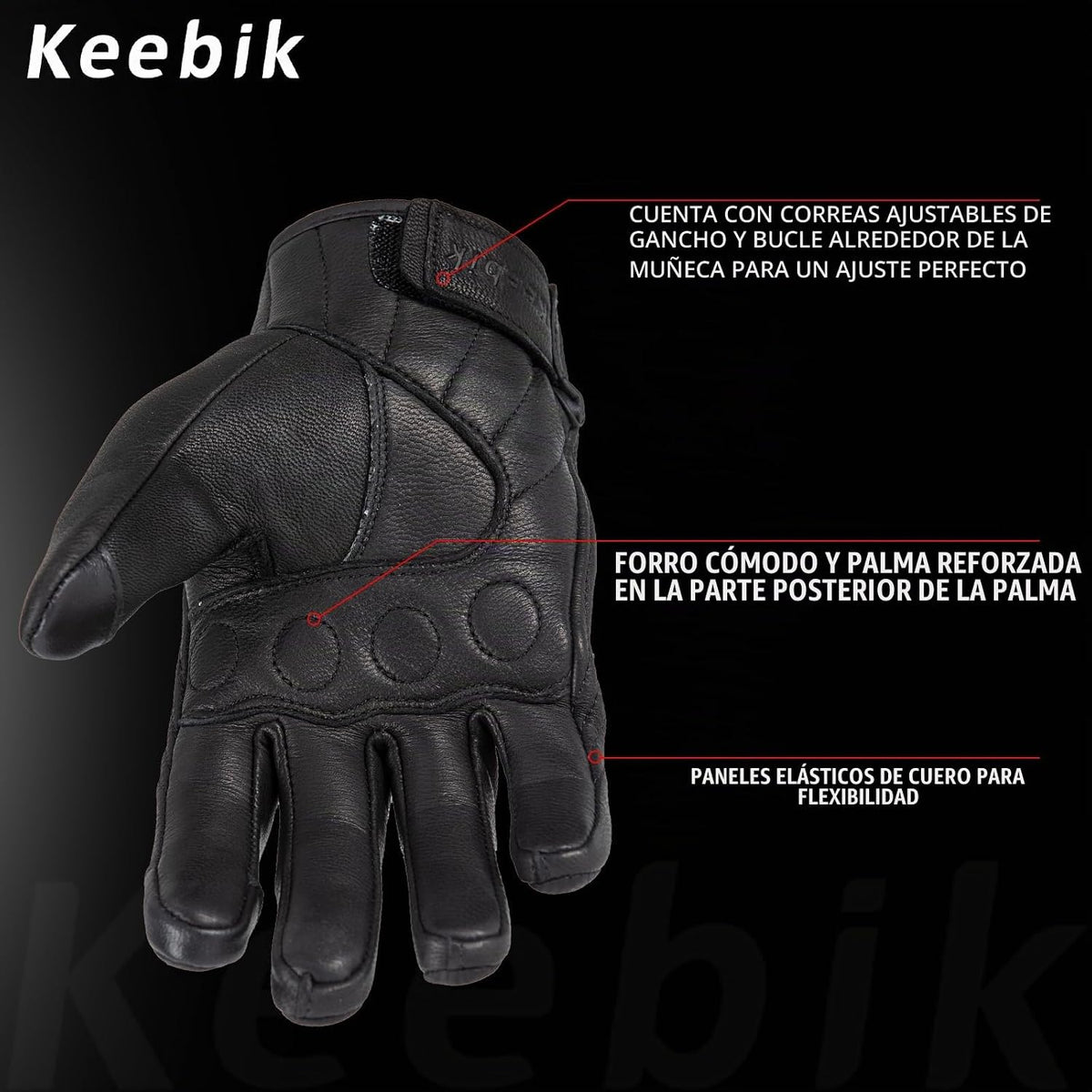 Keebik - Guantes de piel de cabra para moto, moto, deportes motoriz...