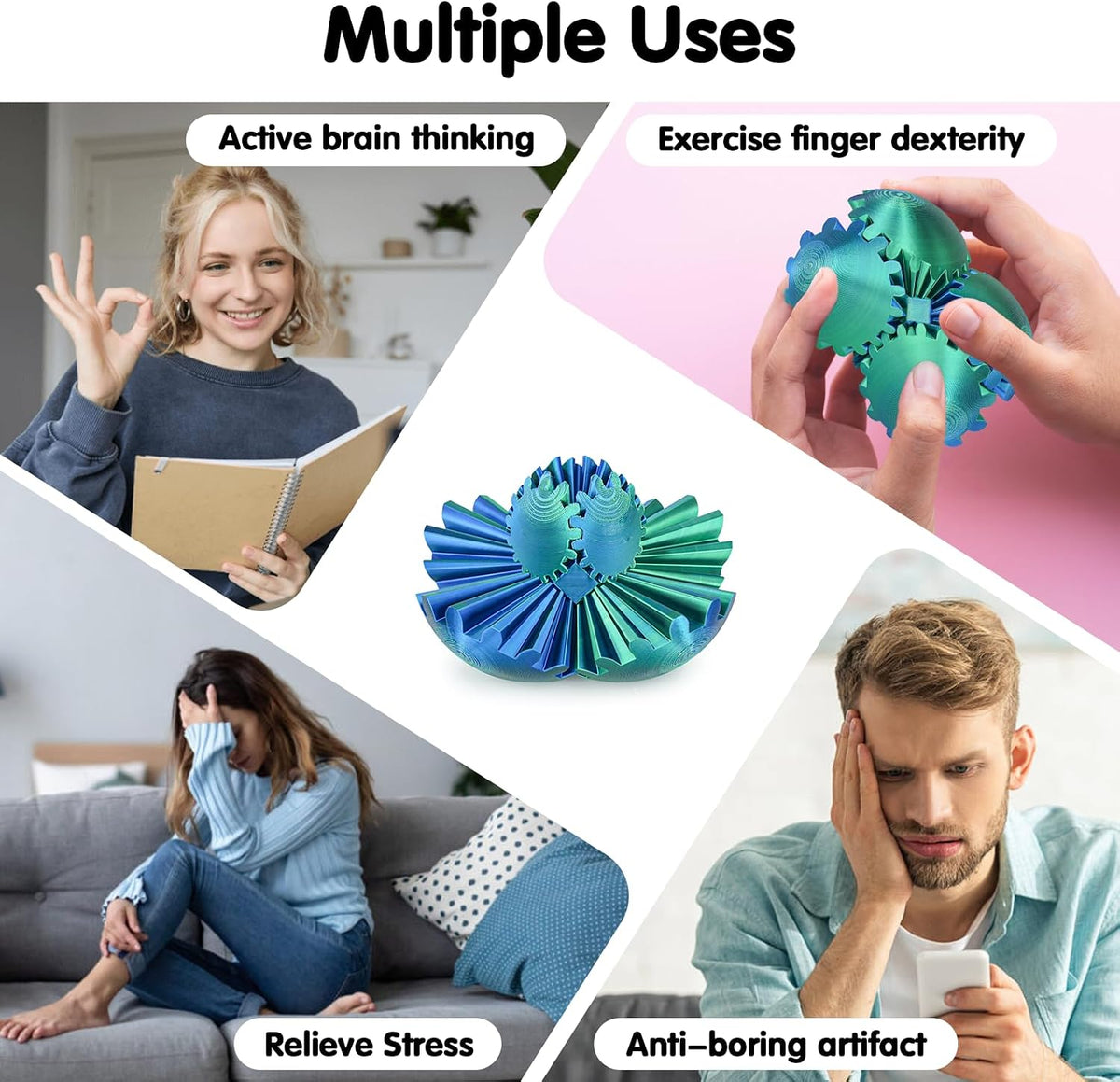 Cubo Juguete Fidget Bola de Engranajes Impreso en 3D, Juguetes Fidg...