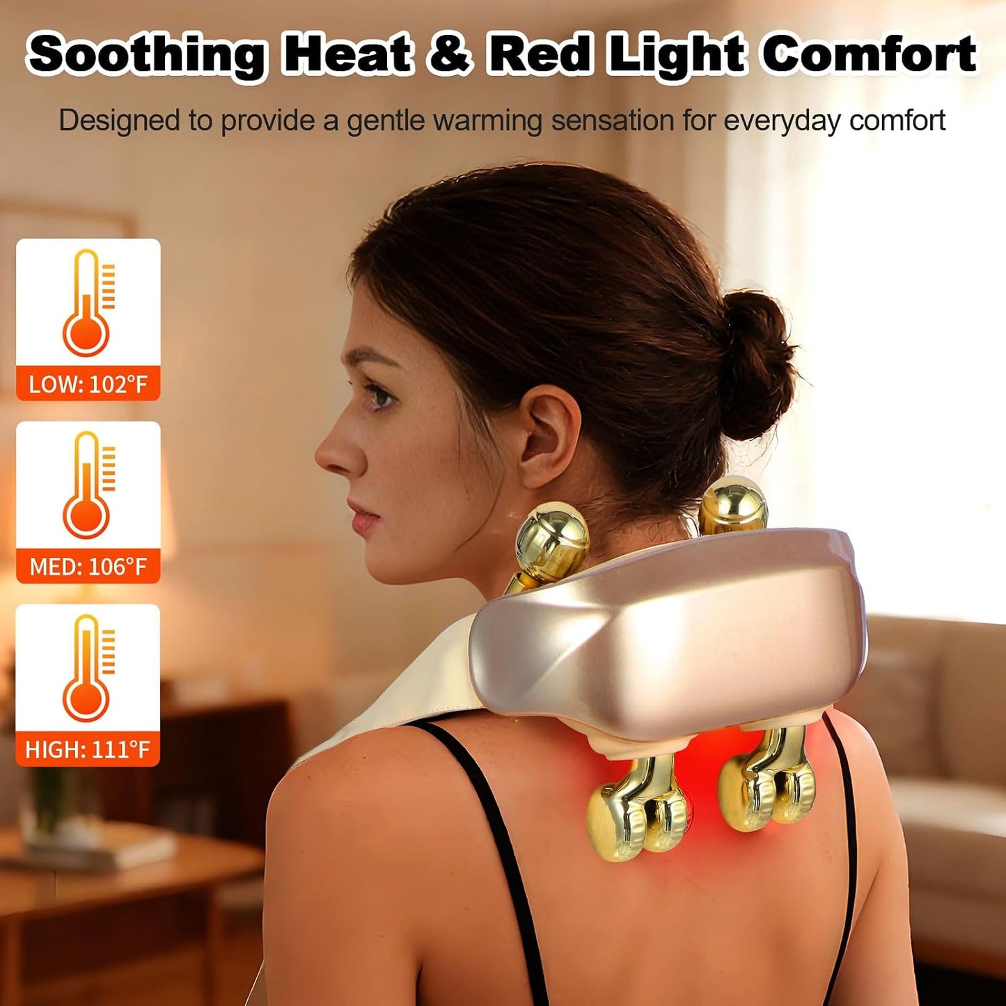 EvokeJoy Masajeador de cuello y hombros con calor, elegante masajea...