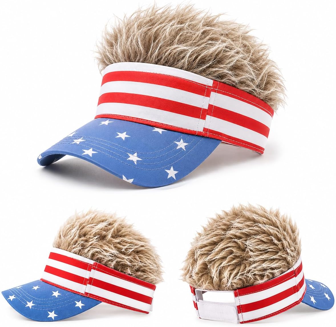 Gorra con visera para hombre con cabello falso, gorra con cabello p...