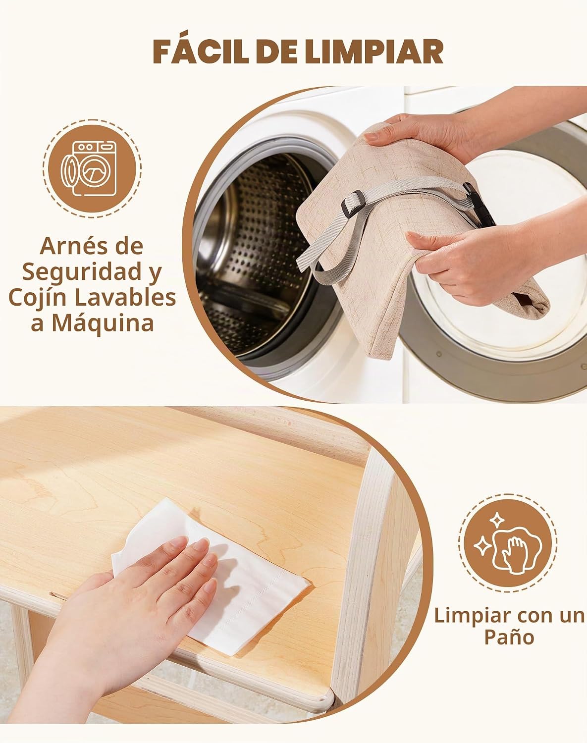 ROBUD Silla alta de madera para niños pequeños, trona para altura a...