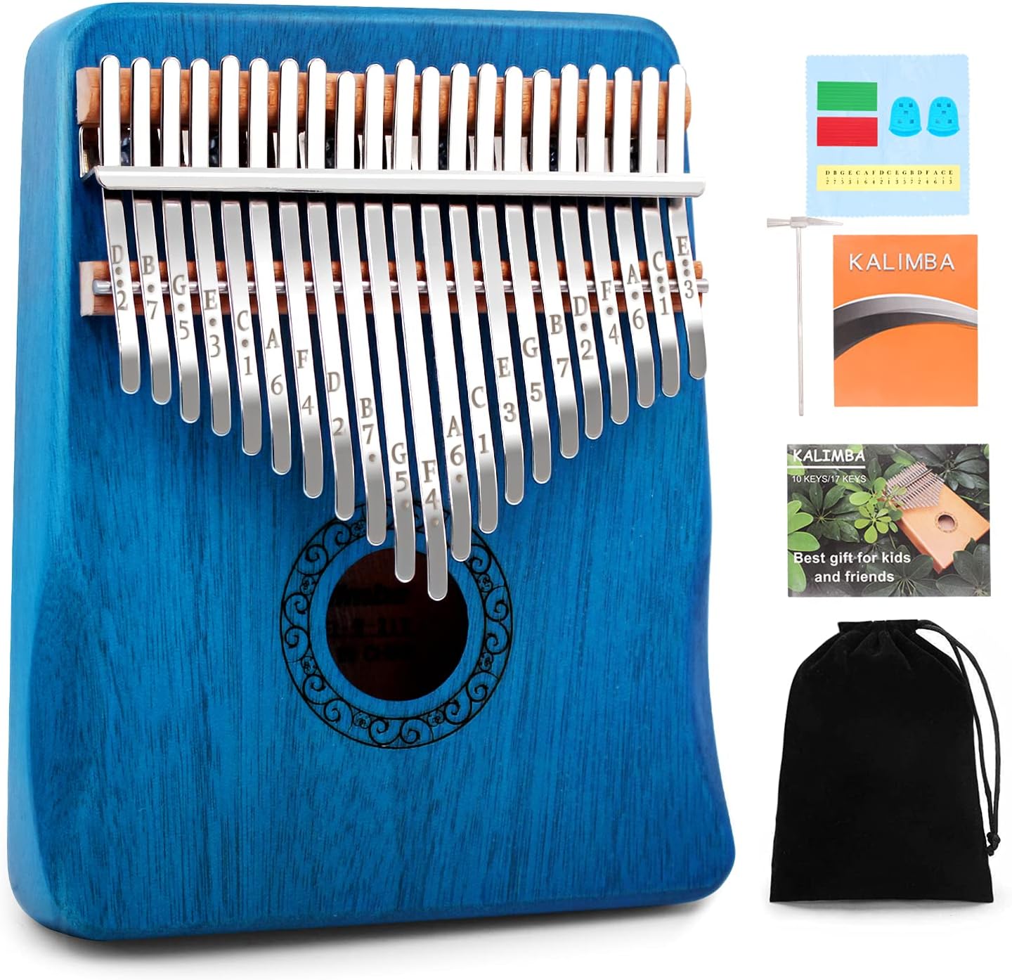 Piano de Pulgar Kalimba, YUNDIE Portátil de 21 Teclas Piano de Dedo...