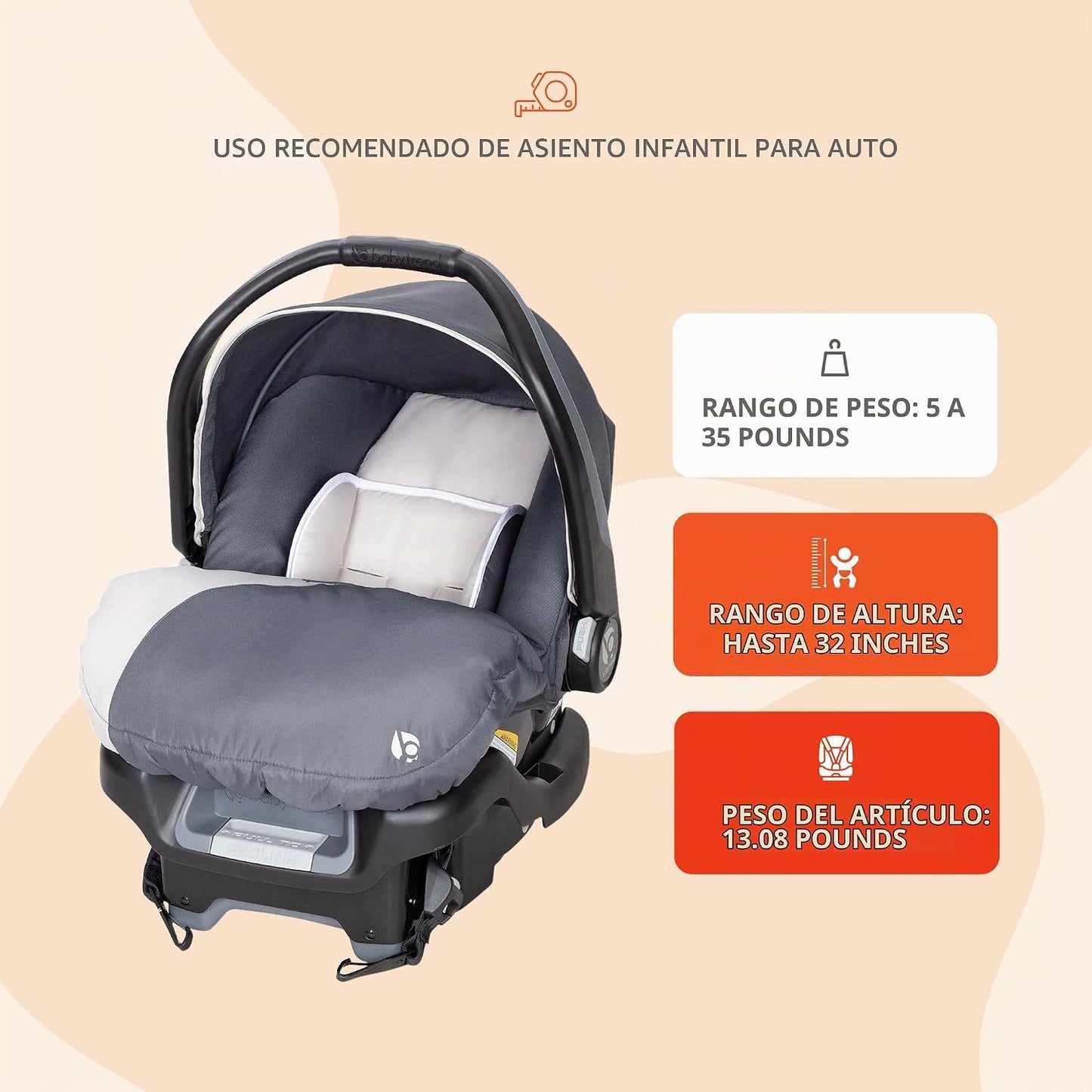 Baby Trend Paquete de 2 asientos y base para automóvil con arnés de...