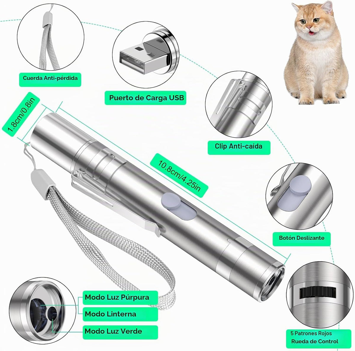 Juguete Waputne para Gatos de Interior, Juguetes Recargables USB pa...