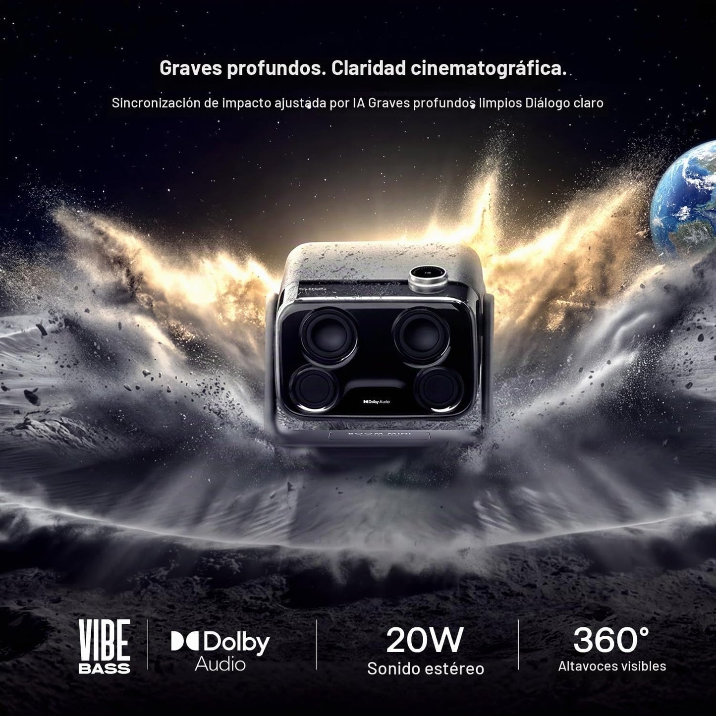 Aurzen BOOM - Mini proyector inteligente Google TV con WiFi y Bluet...