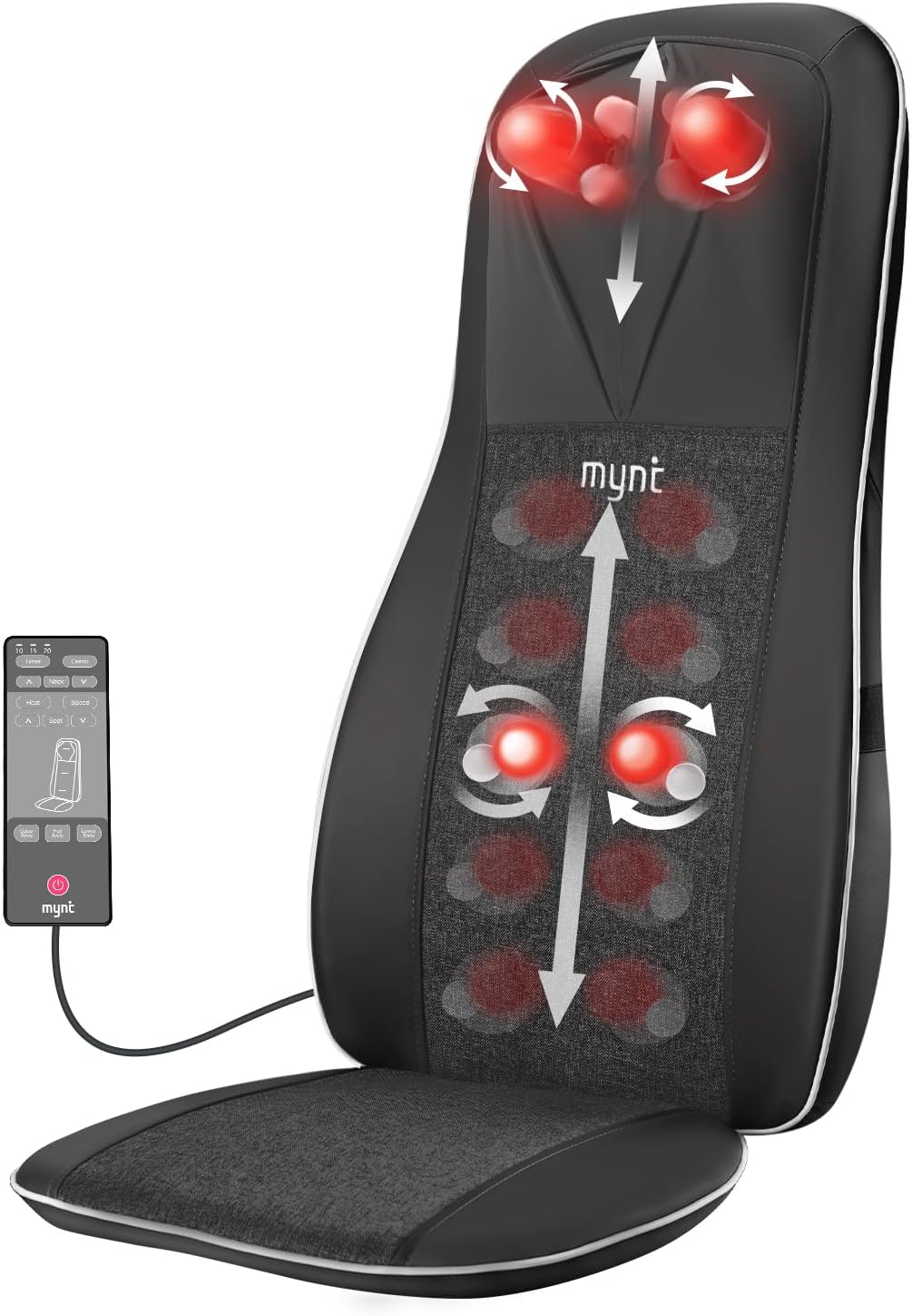 Mynt Shiatsu Masajeador de cuello y espalda con calor, masajeador d...