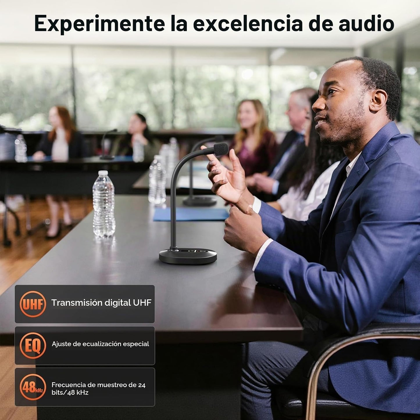 MELONARE Sistema de micrófono inalámbrico de conferencia de 4 canal...