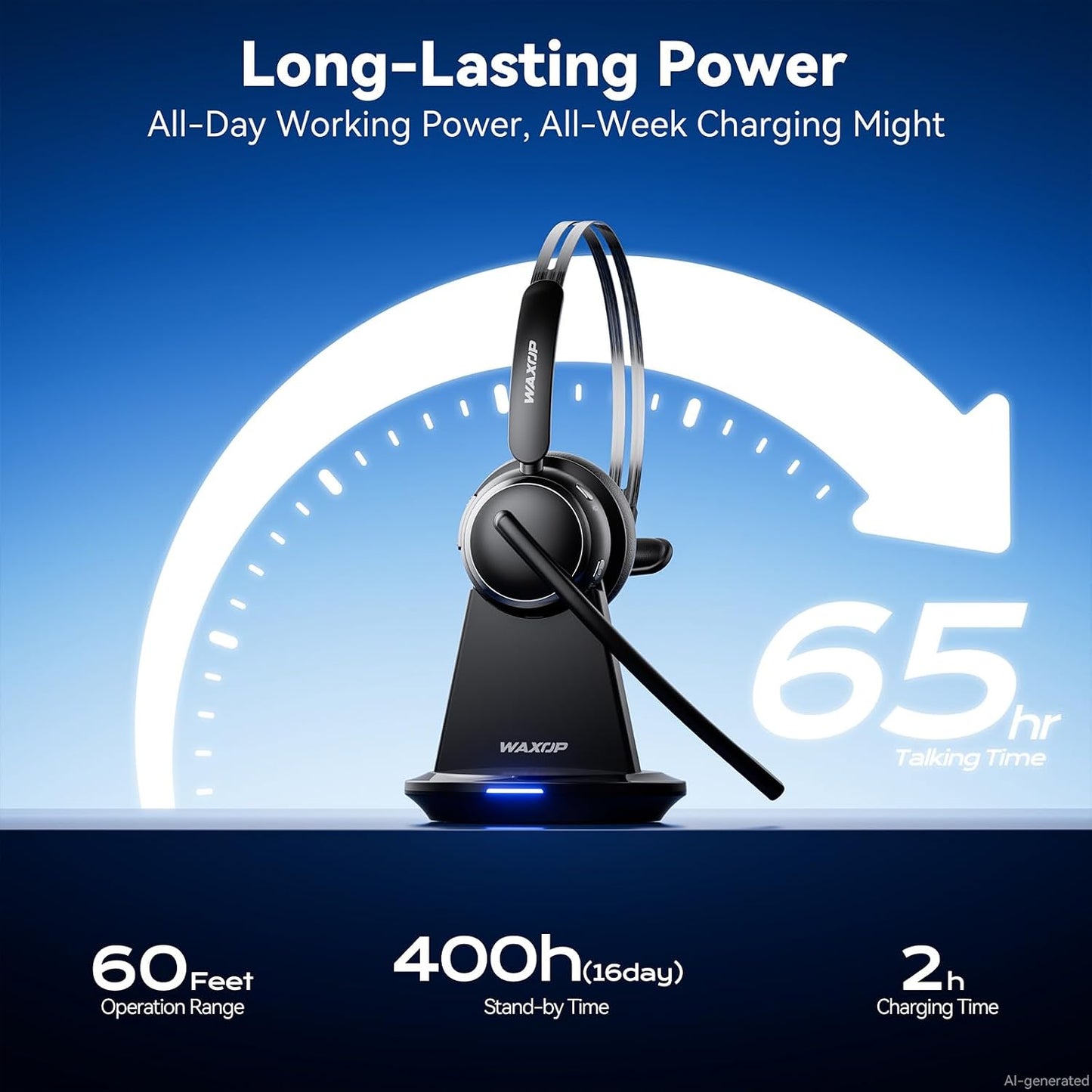 Auriculares inalámbricos con micrófono para trabajo, auriculares Bl...
